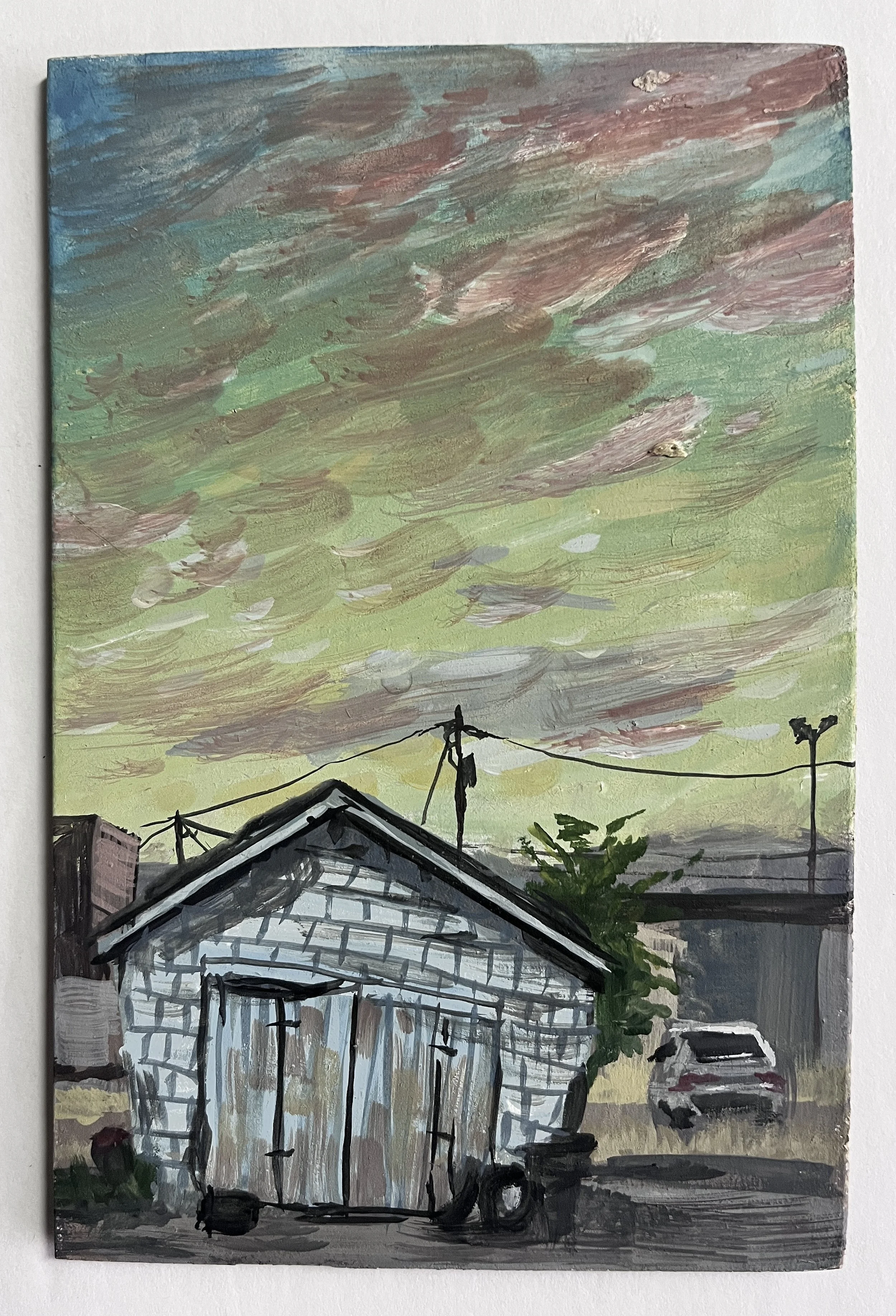 Sunset in Medford, Oregon
Gouache on Panel