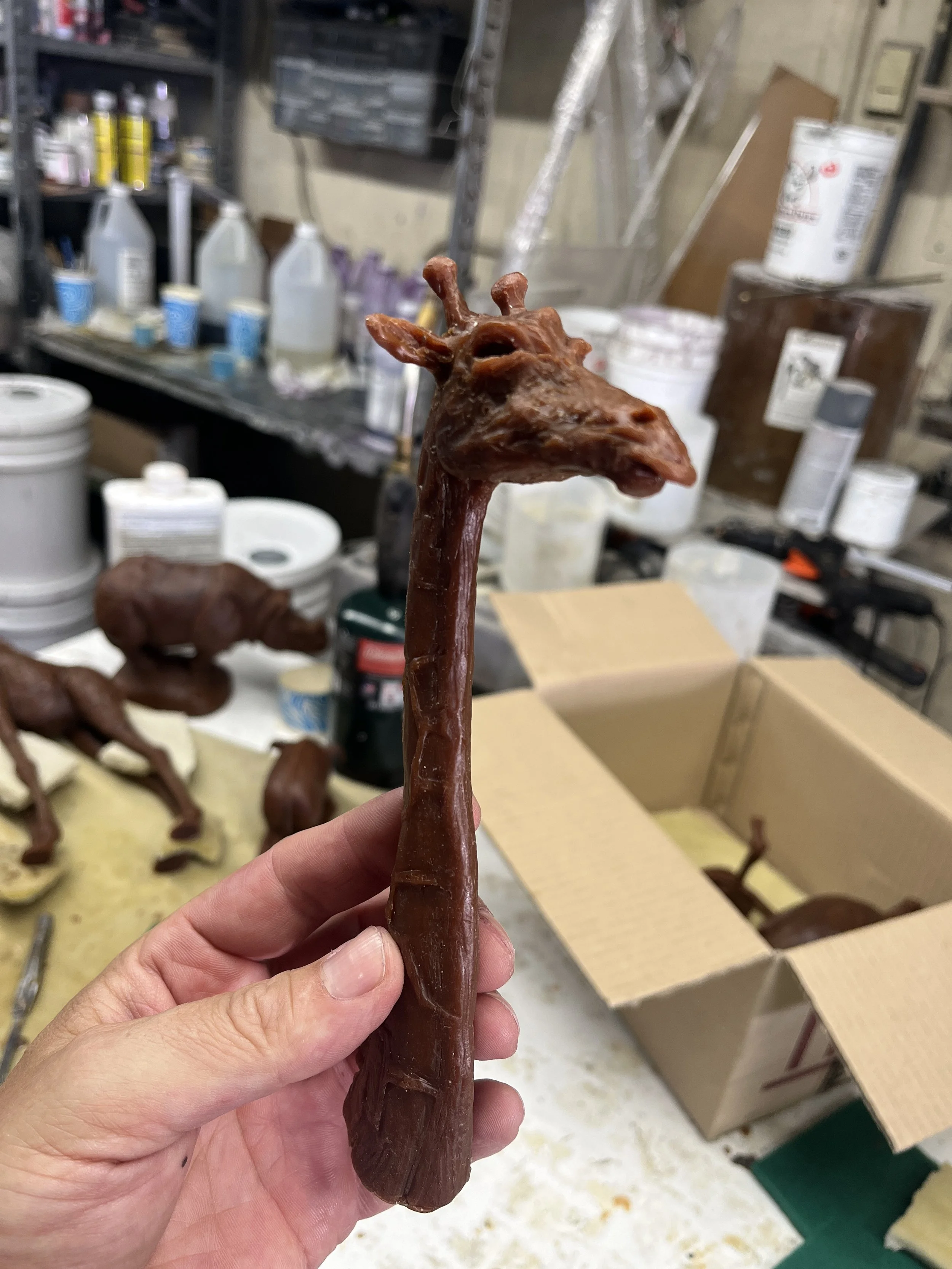 John Sumner wax casting of his bronze sculpture of a Giraffe