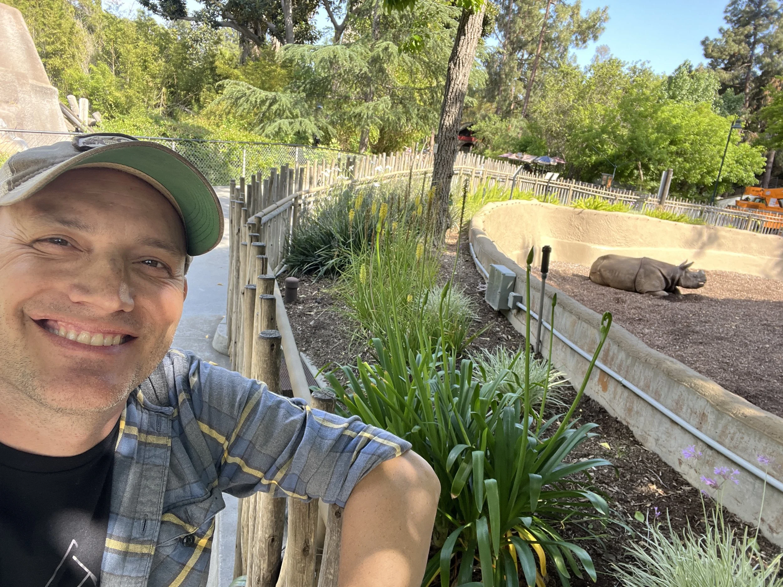 John Sumner with Marshall the rhino at the LA Zoo