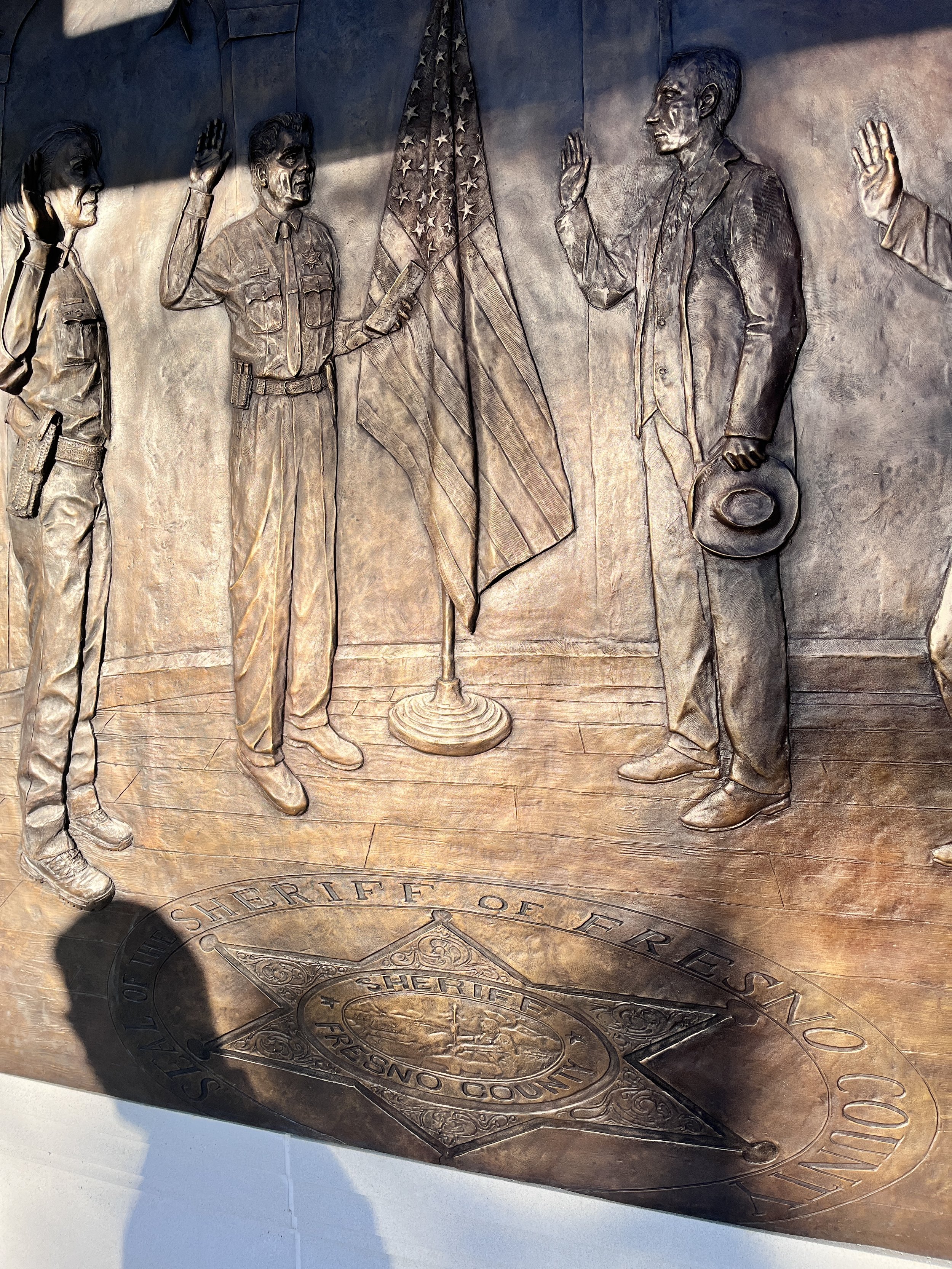 Detail of the Seal of Fresno Sheriff's Station in bronze