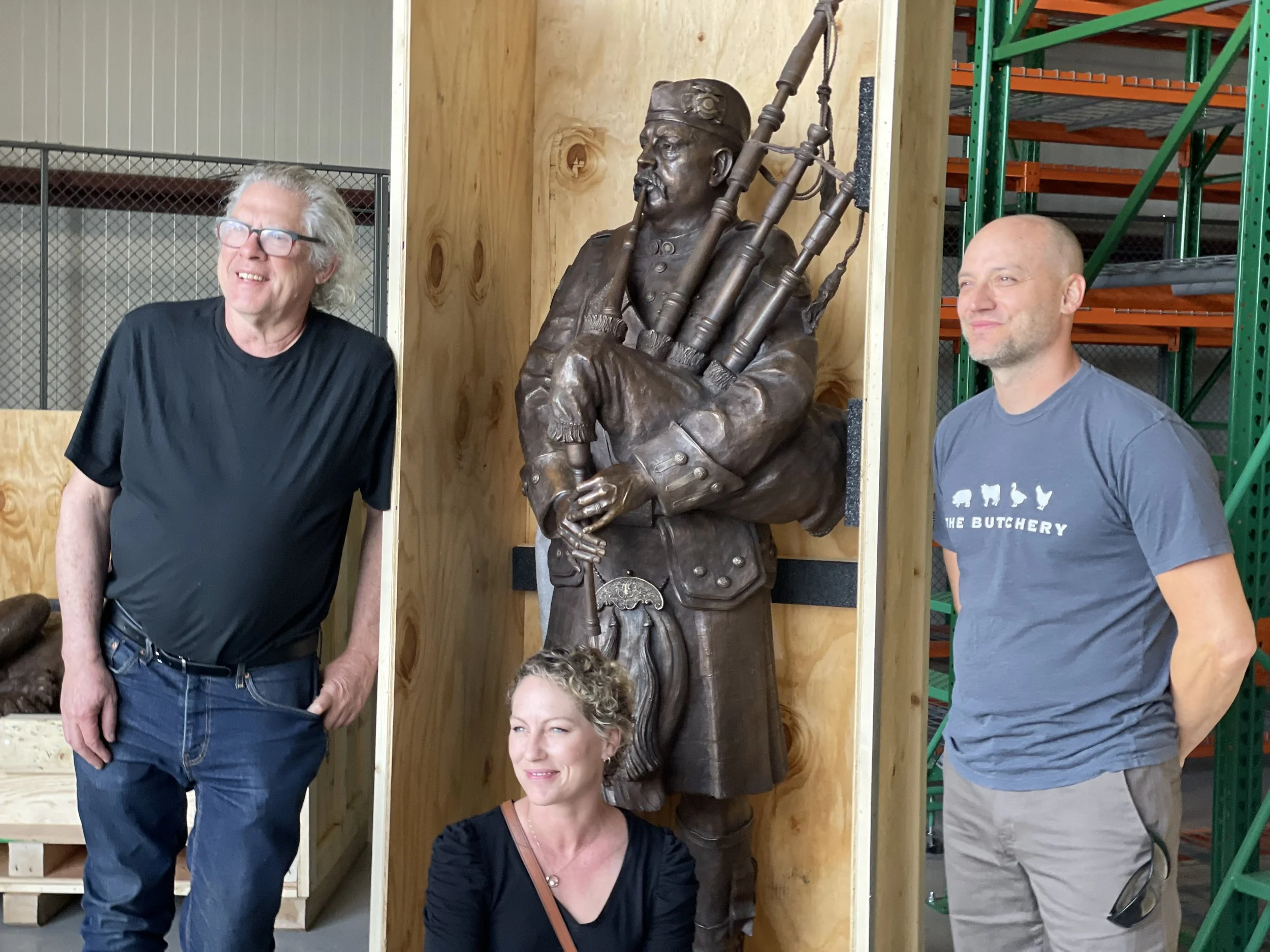 John Sumner on site for the delivery of the sculpture