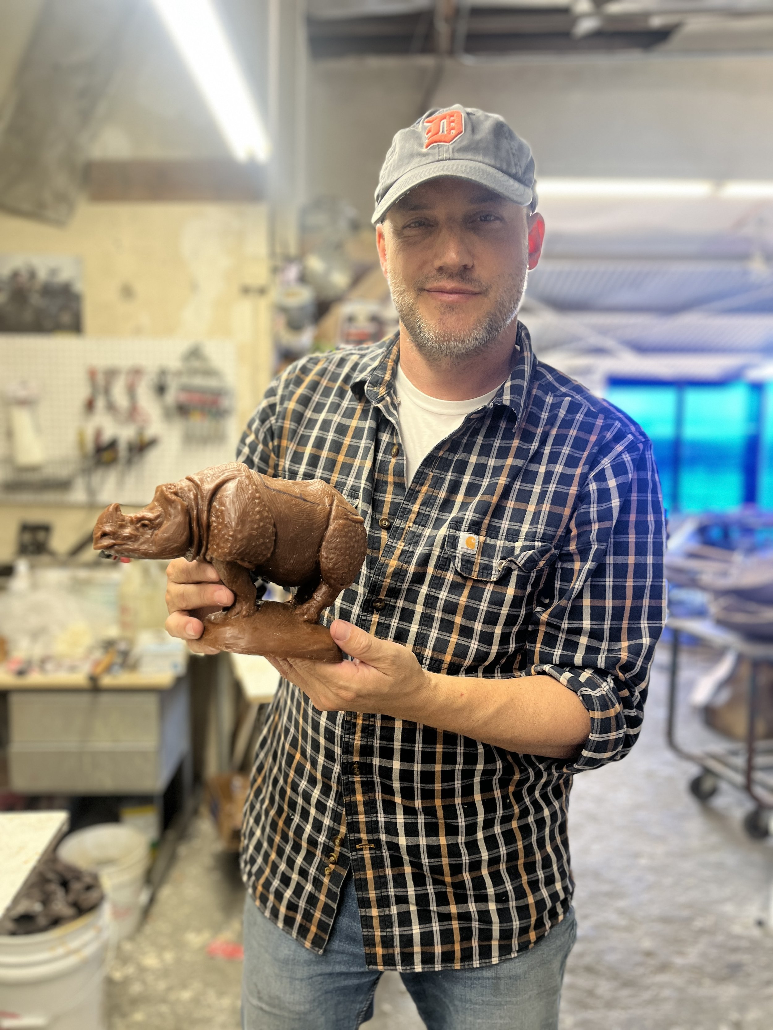 John Sumner wax cast of bonze sculpture of rhino