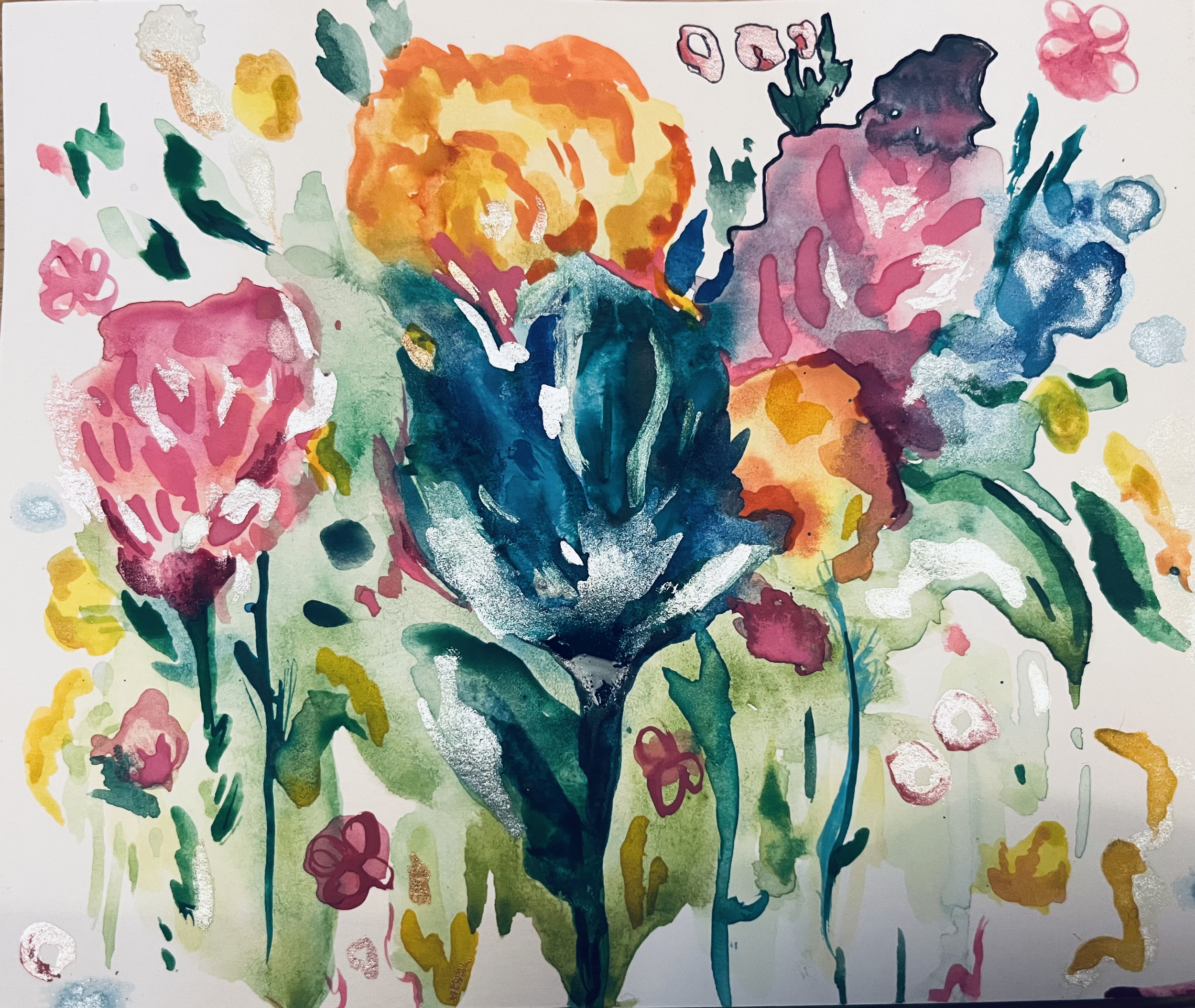 "Spring Sunset,"
Watercolor,
March, 2026.