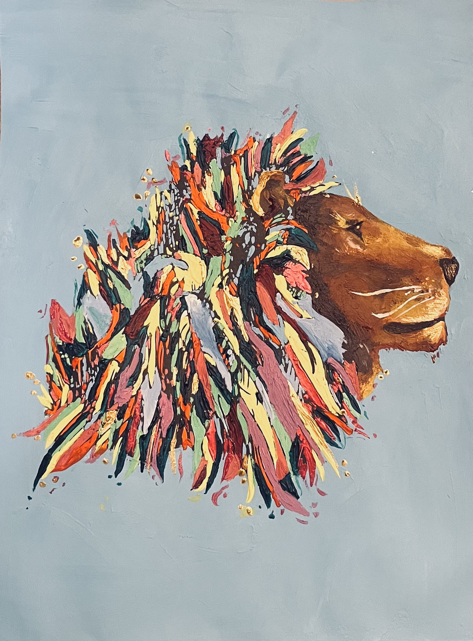 "Royal"
Acrylic on watercolor paper, gold metallic paint
December, 2025.