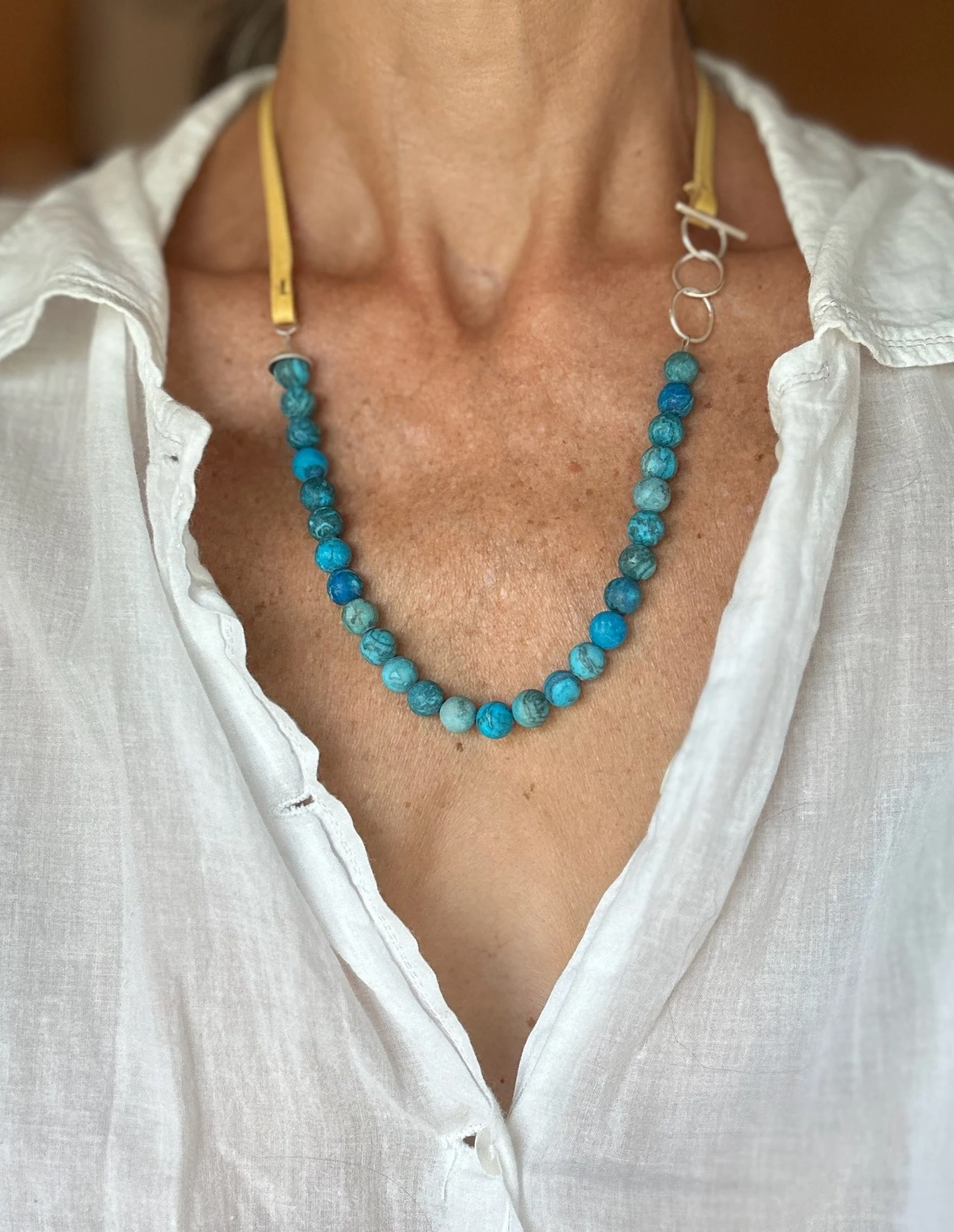 crazy lace jasper + soft leather wrap bracelet