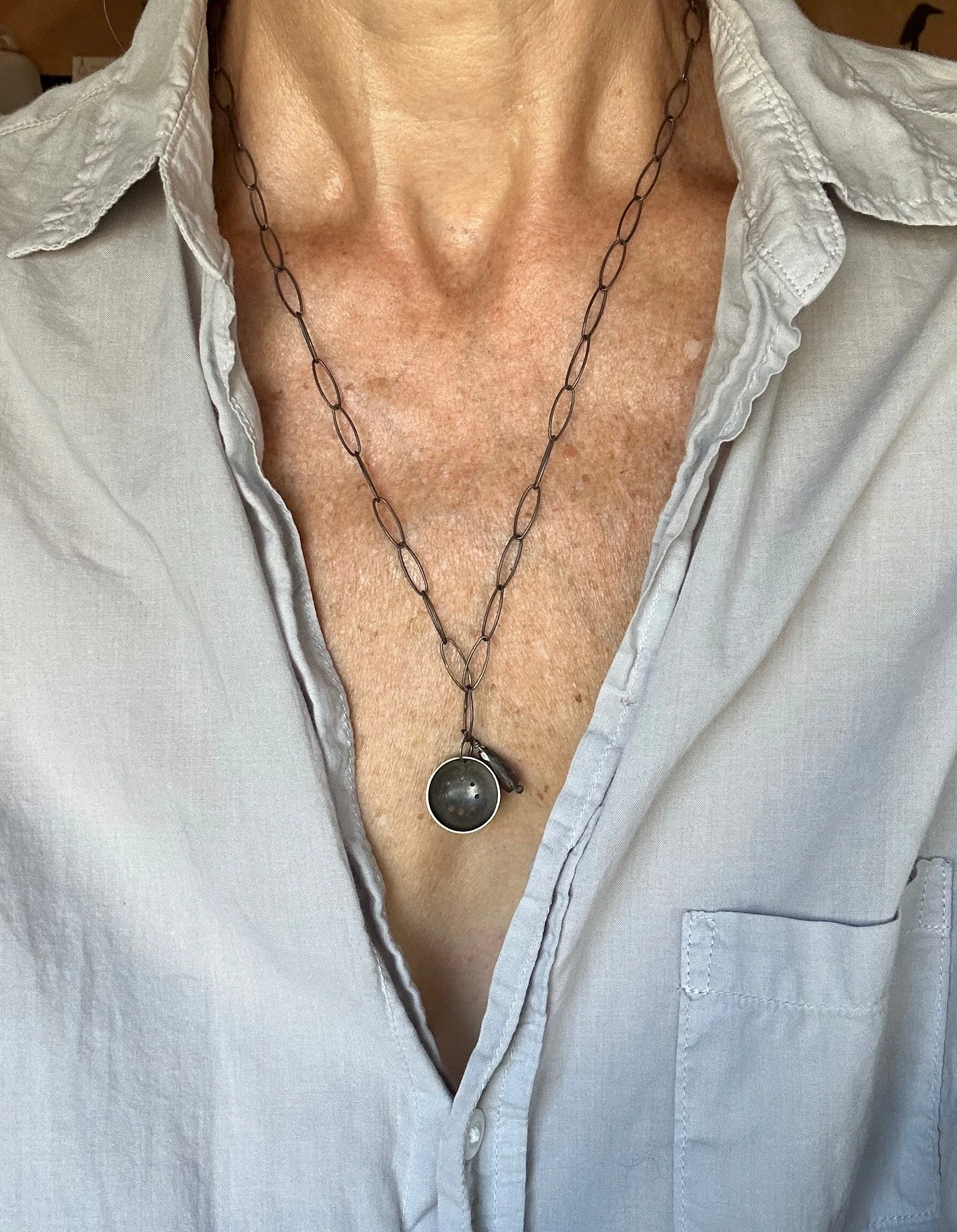 labradorite and drilled dome talisman