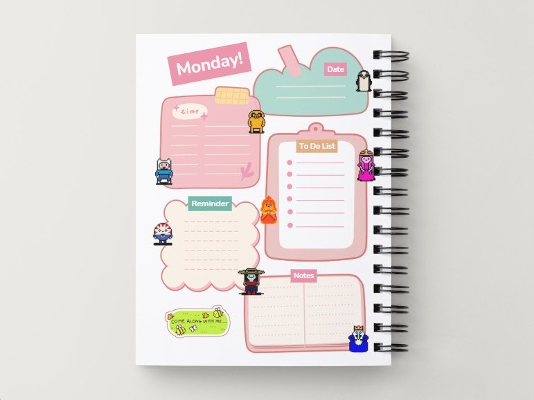 Printable undated daily planner with goals, tasks, and notes, adventure-inspired design