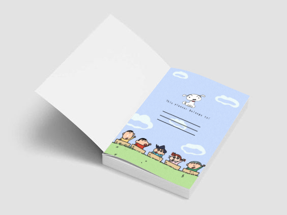 Daily planner pages with Crayon Shin-chan-inspired layouts
