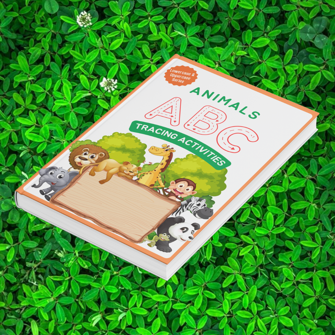 Cover page of A–Z letter tracing and animal coloring book for kids