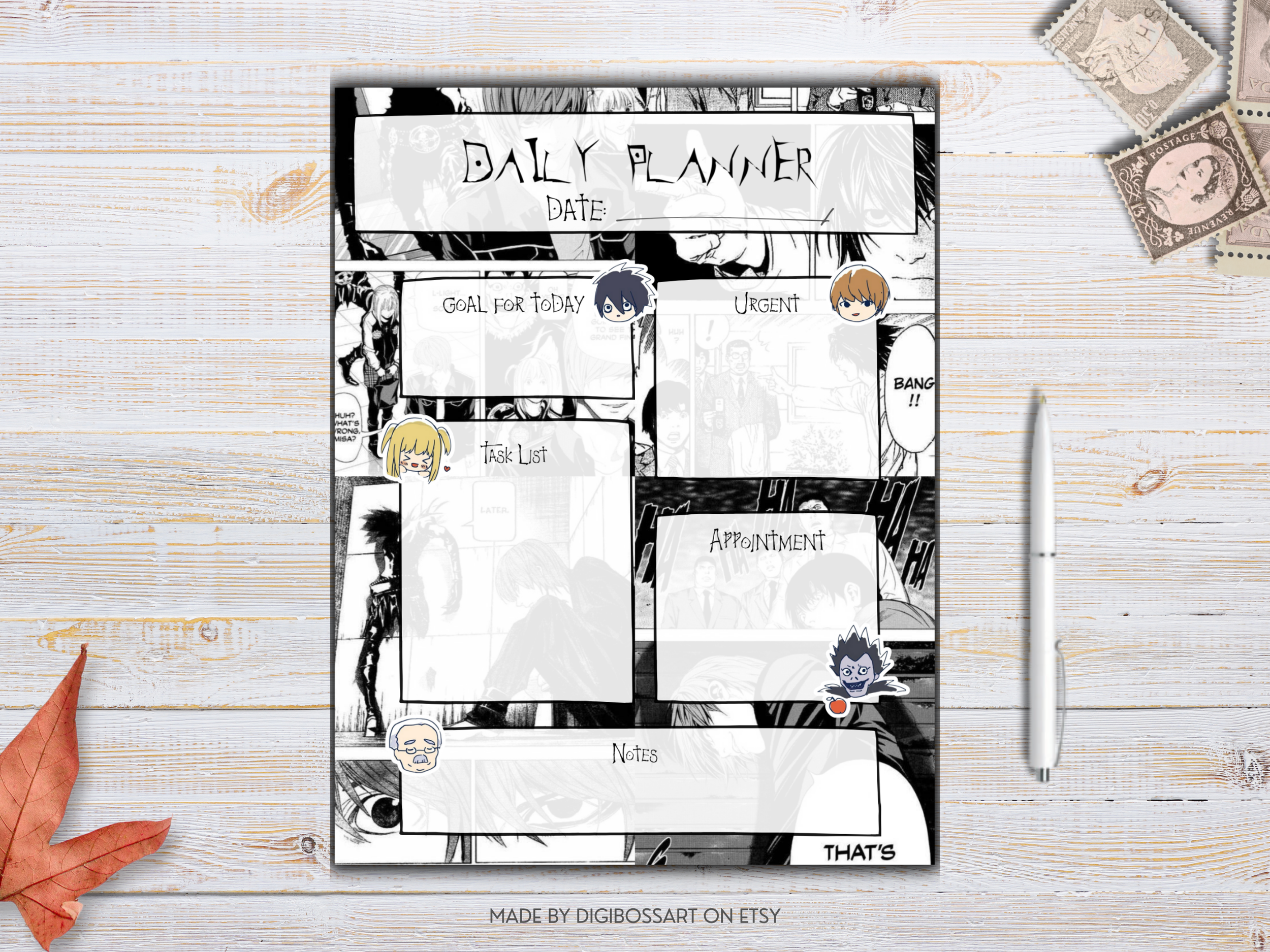Death Note Daily Planner PDF | Anime Dark Aesthetic Planner | Undated Printable & Digital Planner for iPad, GoodNotes