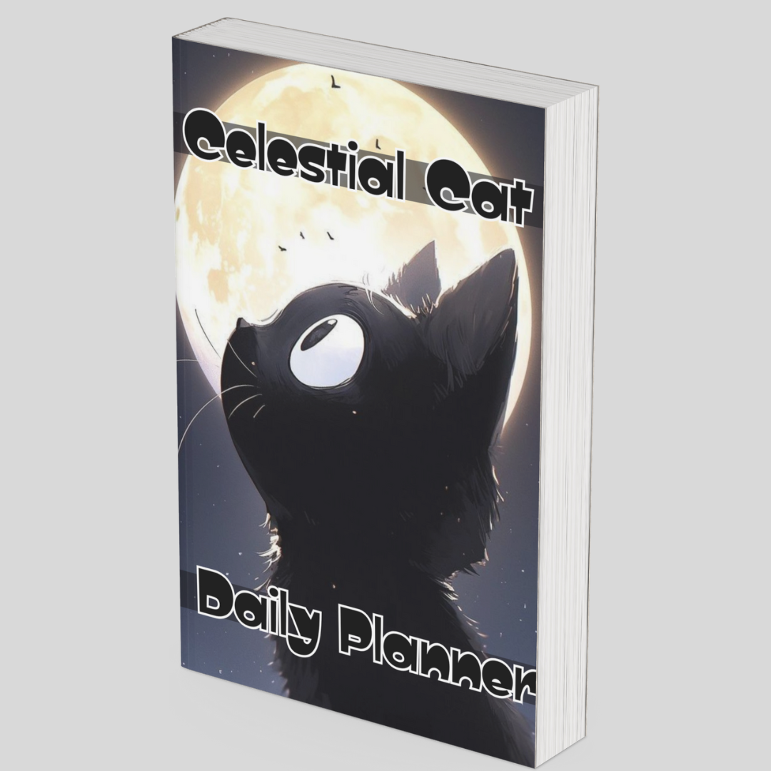 Interior pages of the Celestial Cat Planner with customizable daily schedules and goal trackers.