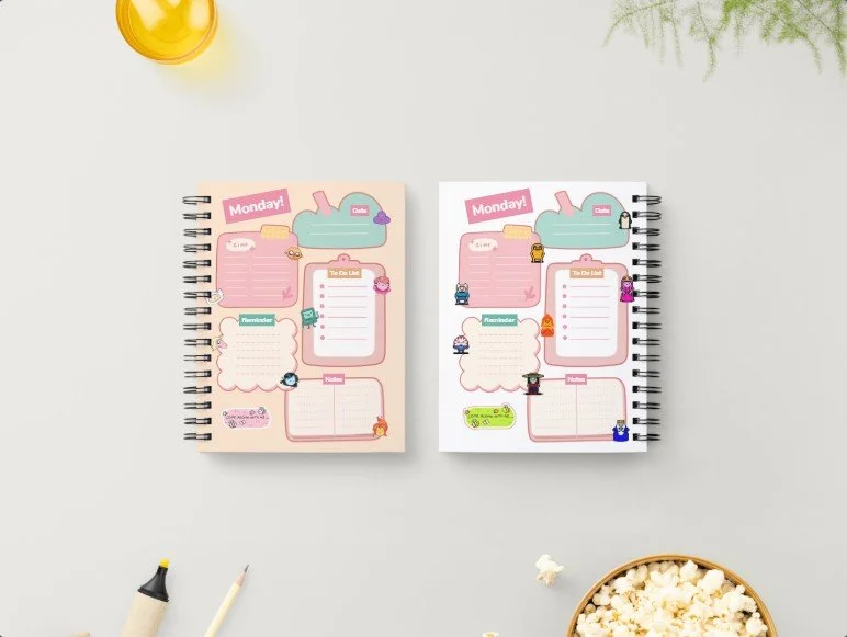 Printable undated daily planner with goals, tasks, and notes, adventure-inspired design