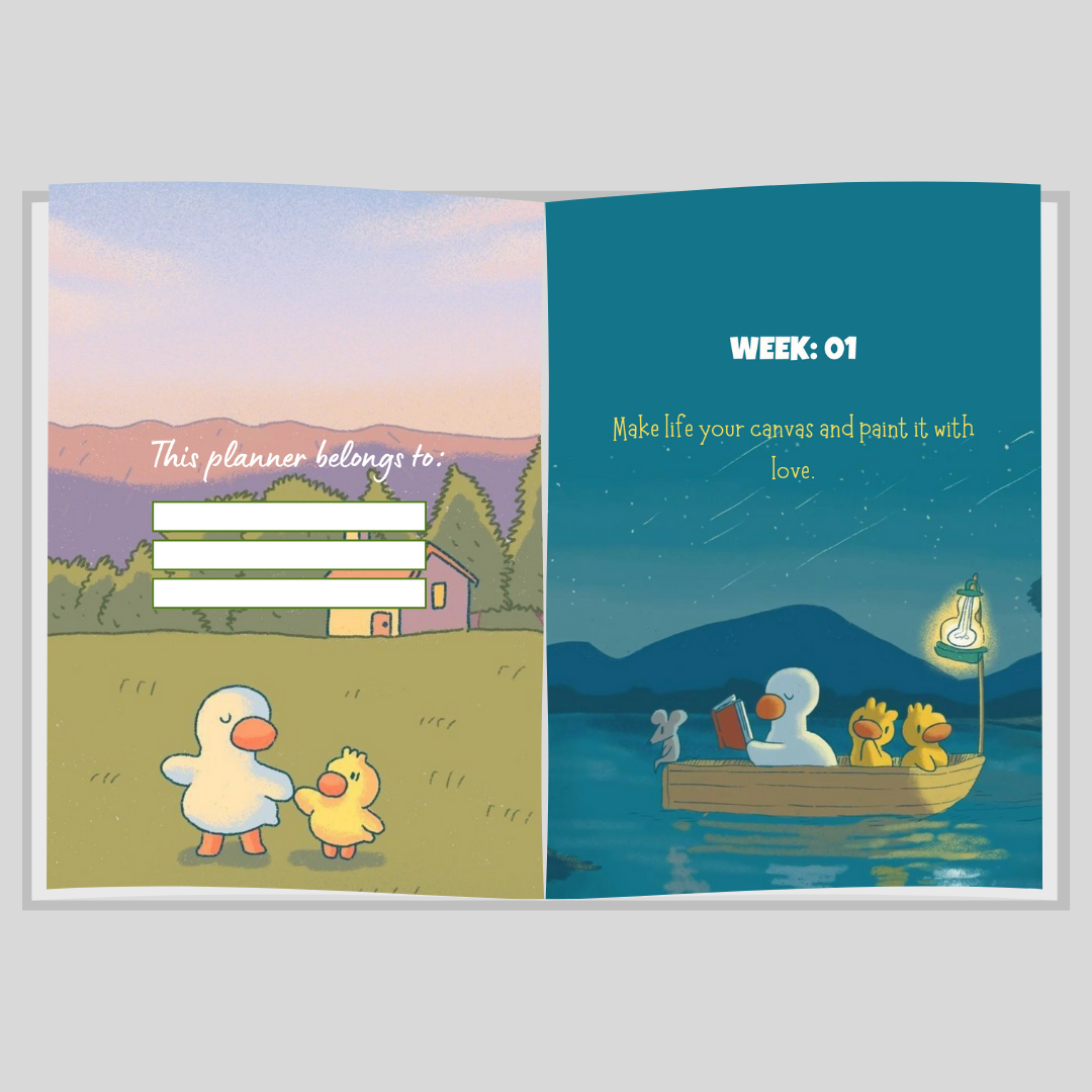 Nature-Inspired Weekly Layout with Graceful Feather Motifs