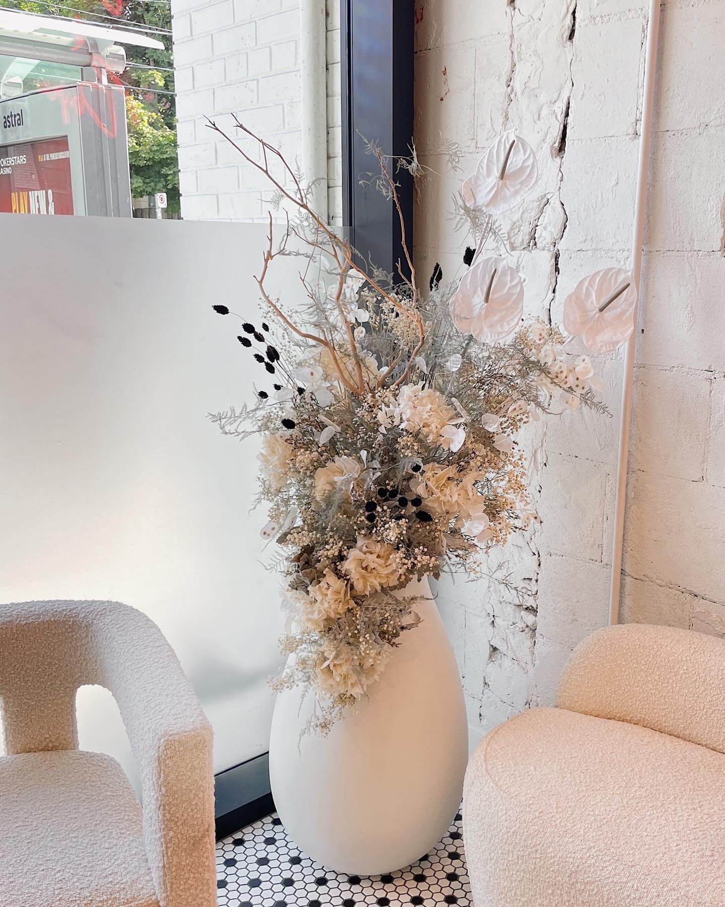 Dried Floral Vase Installation