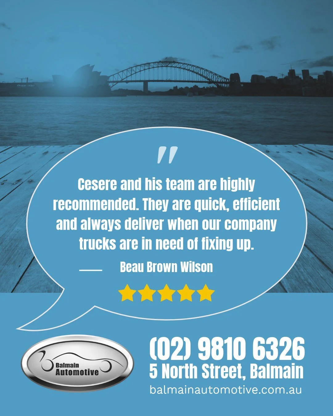 ⭐️⭐️⭐️⭐️⭐️
When time&rsquo;s tight and your work vehicles need to stay on the road we get it done. Quick, efficient, and reliable service every time. Thanks for the review Beau, much appreciated!

Balmain Automotive, 5 North Street, Balmain:
✅ Quick,