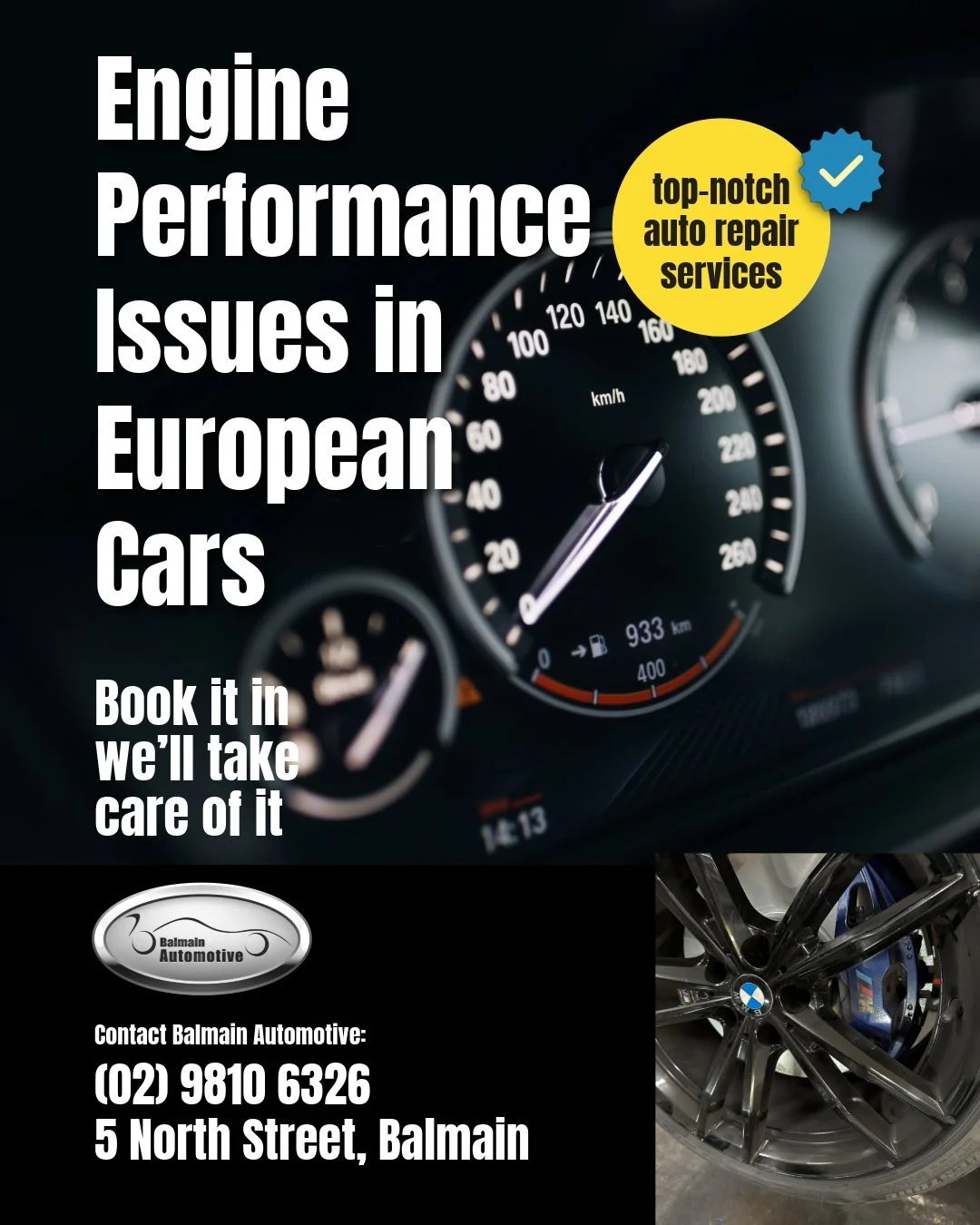 Engine Performance Issues in European Cars
European engines deliver incredible performance but when they&rsquo;re finely tuned, even small issues can have a big impact.

Here are a few common problems we see in Audi, BMW, Mercedes and VW engines:

🔧