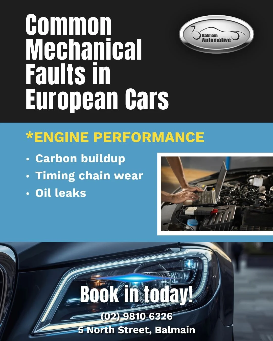 Engine Performance Issues in European Cars 🔧🚗

European engines are built for performance, but like any finely tuned machine, they need the right care to stay at their best.

Some common engine issues we see include:

&bull; Carbon build-up on inta