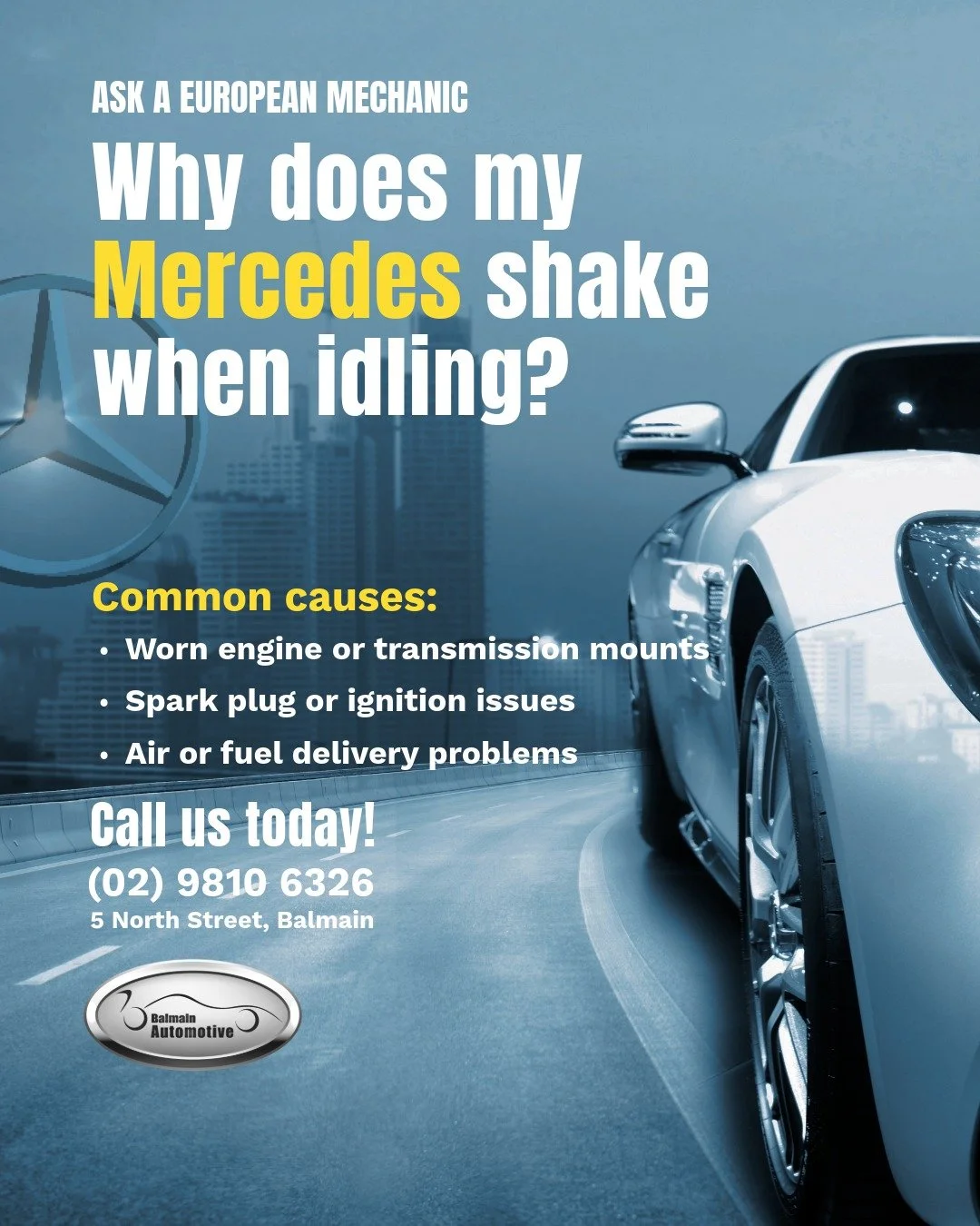 ASK A EUROPEAN MECHANIC 🔧🇪🇺

Why does my Mercedes shake when idling? 🚗

Sitting at the lights and feeling a vibration through the steering wheel or seats? A rough or shaky idle can be a sign that your Mercedes isn't running as smoothly as it shou