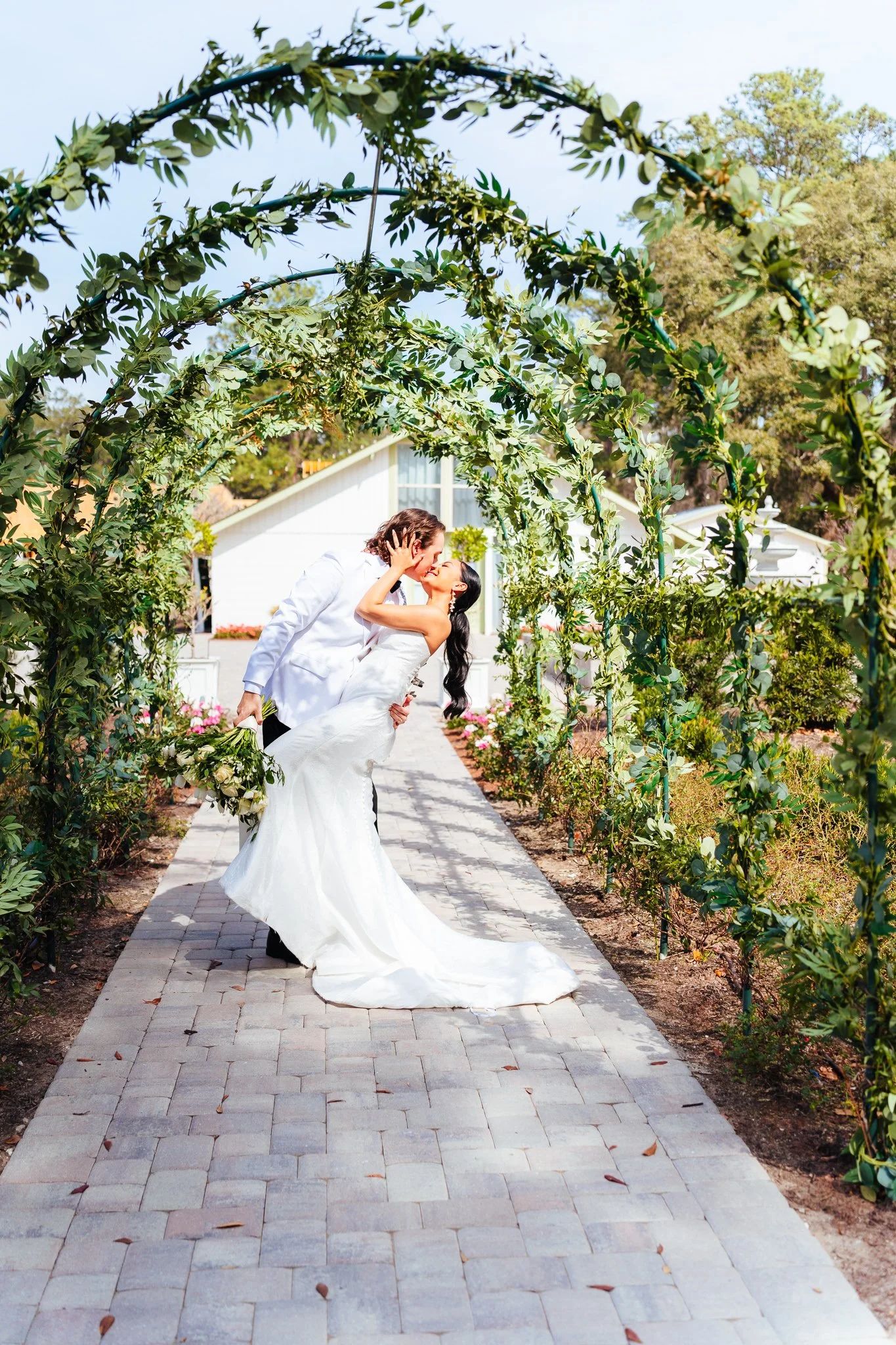 Elegant wedding portrait photographed in a relaxed and natural style.