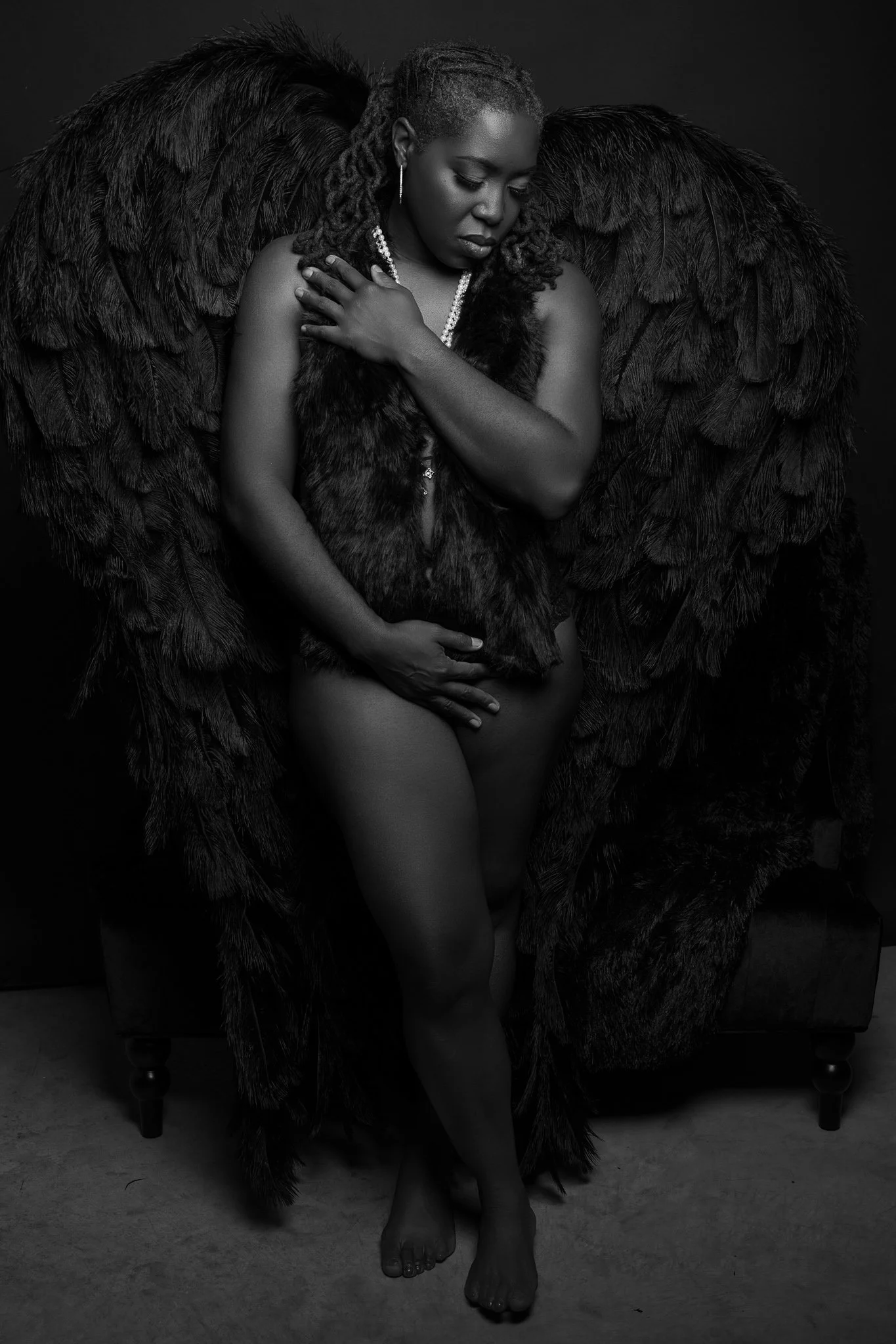 Boudoir Photoshoot with angel wings