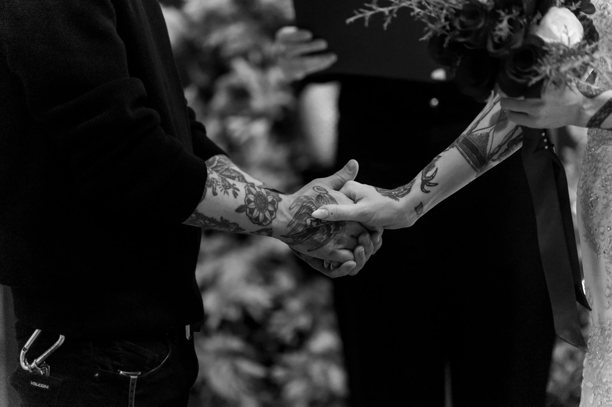 Couple sharing a quiet moment during their Asheville NC elopement wedding captured with documentary-style photography.