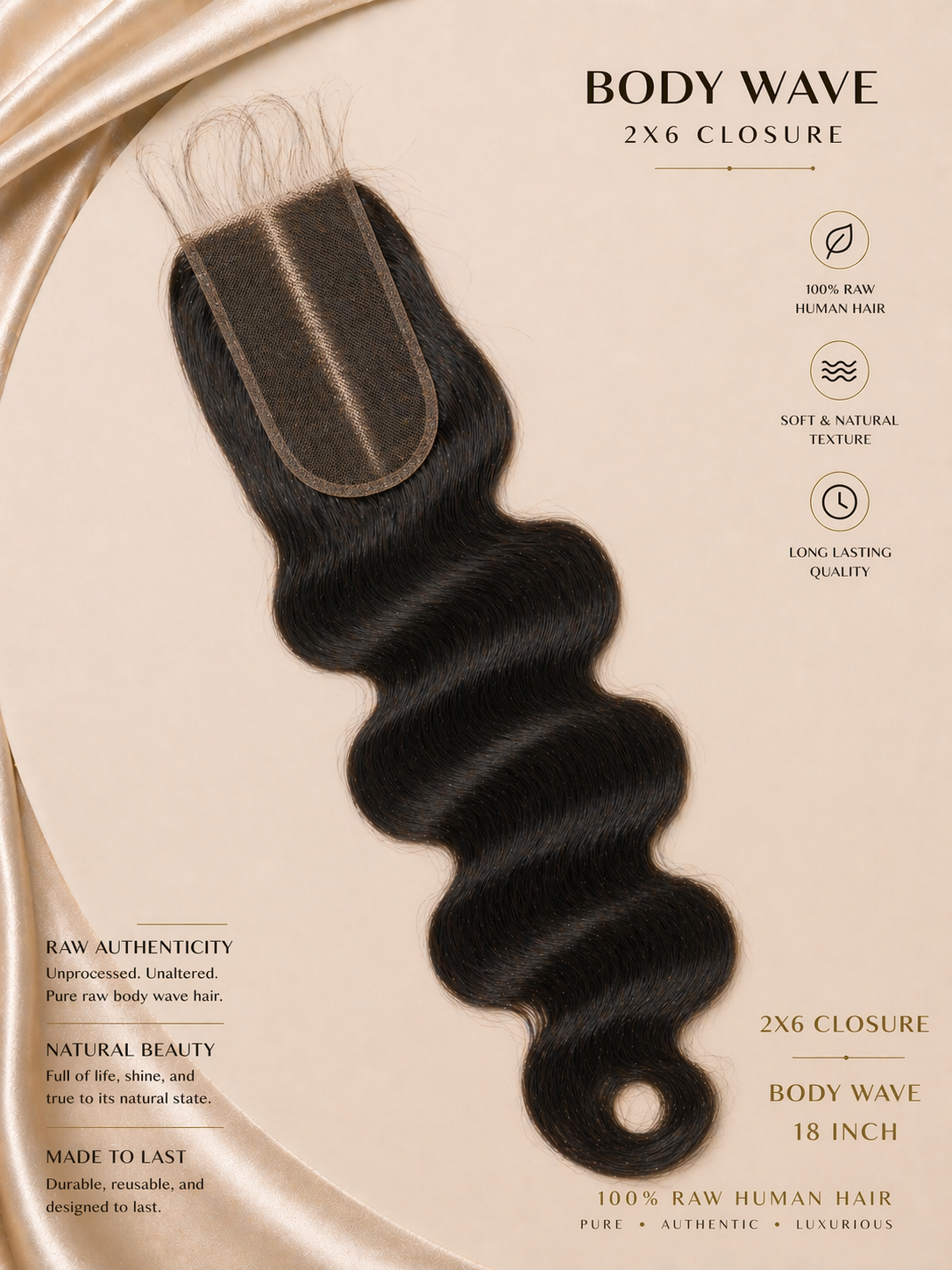2 X 6 Closure - Body Wave (18 in)