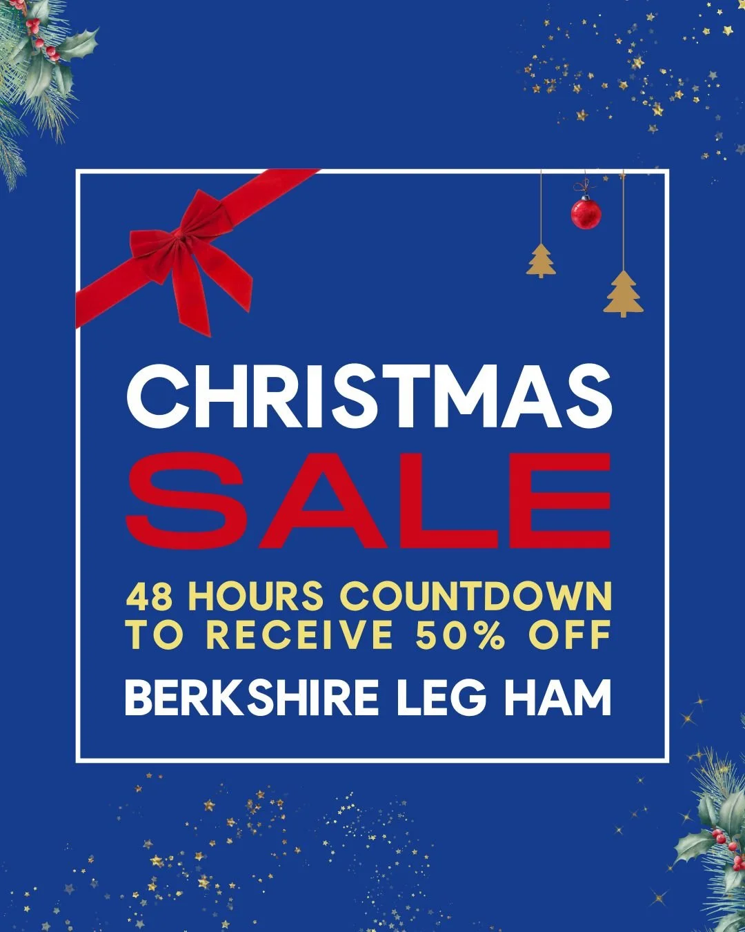🎄 FINAL 48-HOUR COUNTDOWN! 🎄
50% OFF Kurobuta Berkshire Leg Ham while stock lasts.

PRE-ORDER YOUR HAM &amp; TURKEY NOW to avoid missing out.

🔥 KUROBUTA BERKSHIRE CHRISTMAS LEG HAM
🥩 Whole Leg &ndash; $18.95/kg
🥩 Half Leg &ndash; $19.80/kg

📅 
