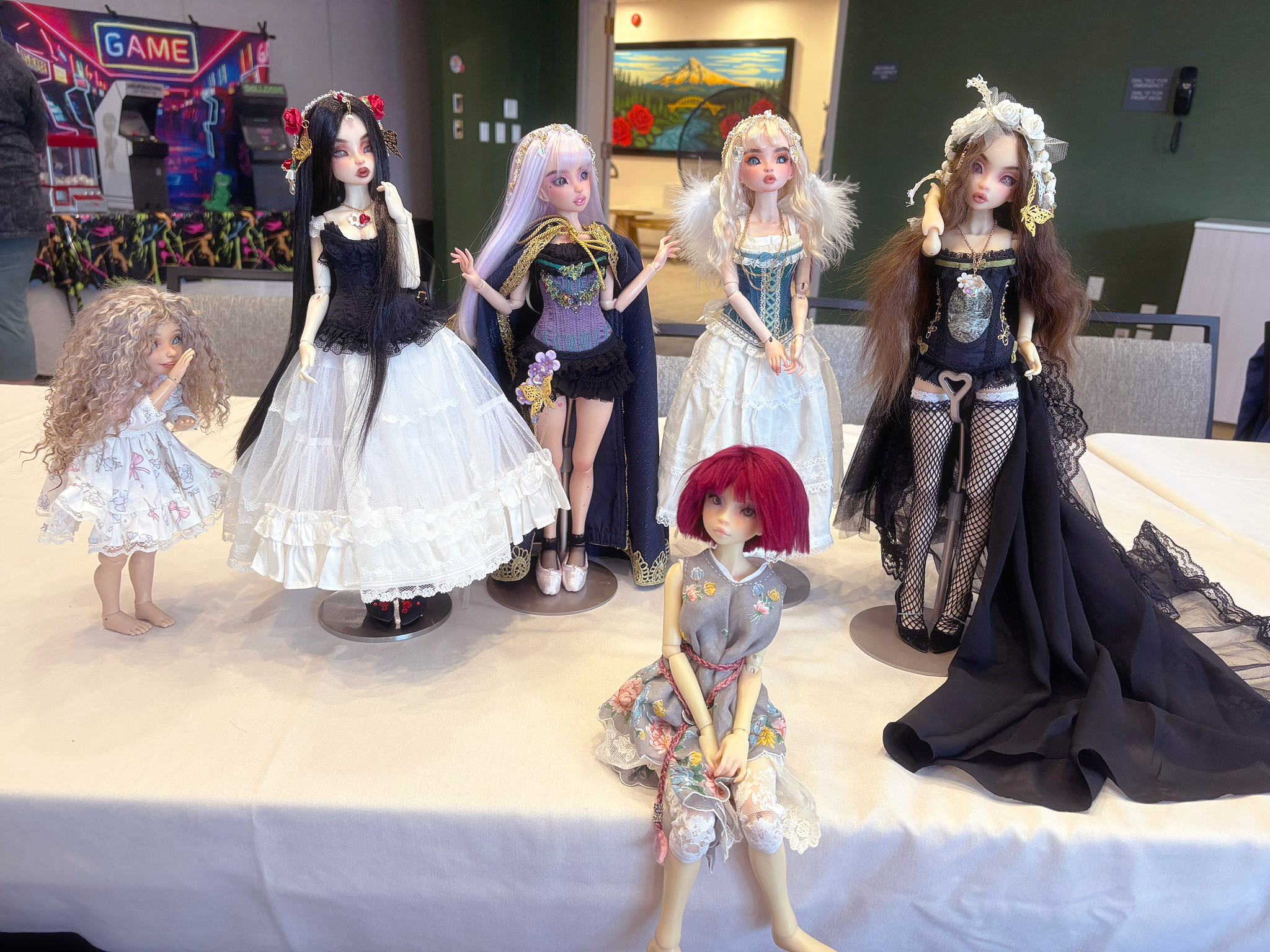 OOAK ball jointed dolls BJDs at Resin Rose 2026 including three Noble Dolls Asella Raspberry dolls