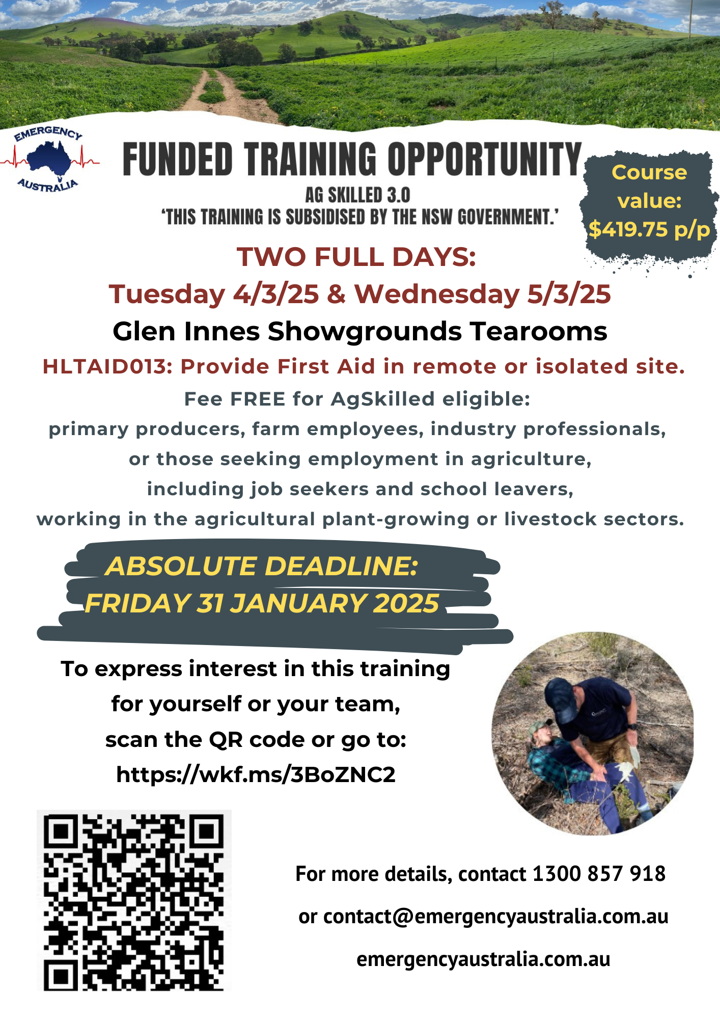 HURRY - last call!! free AgSkilled Rural & Remote First Aid Training ...