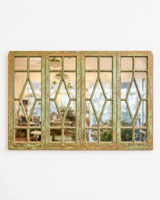 Architectural Wooden Window Panel Mirror