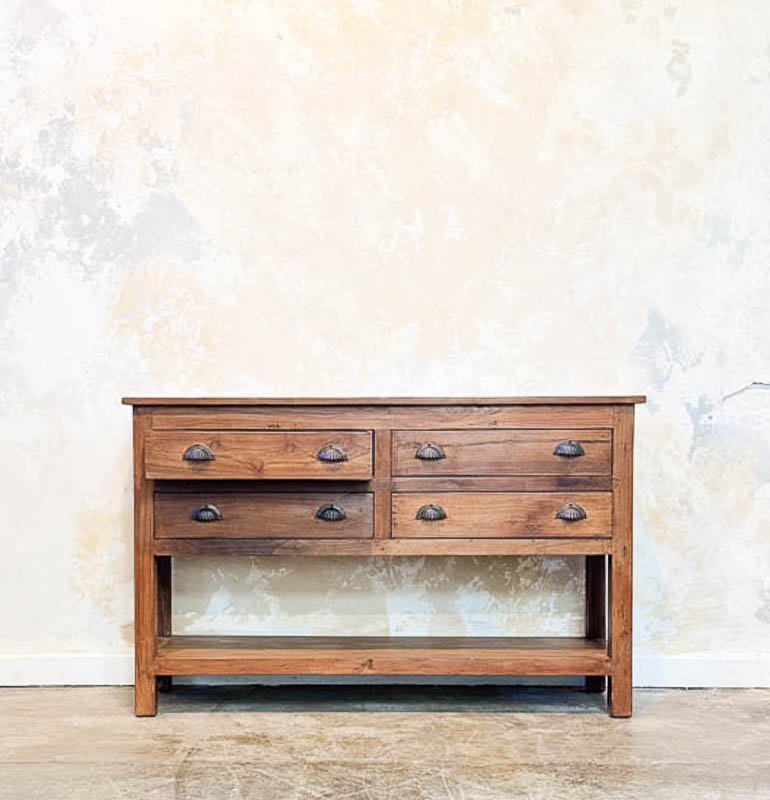 Wooden Vintage Console with Drawers
