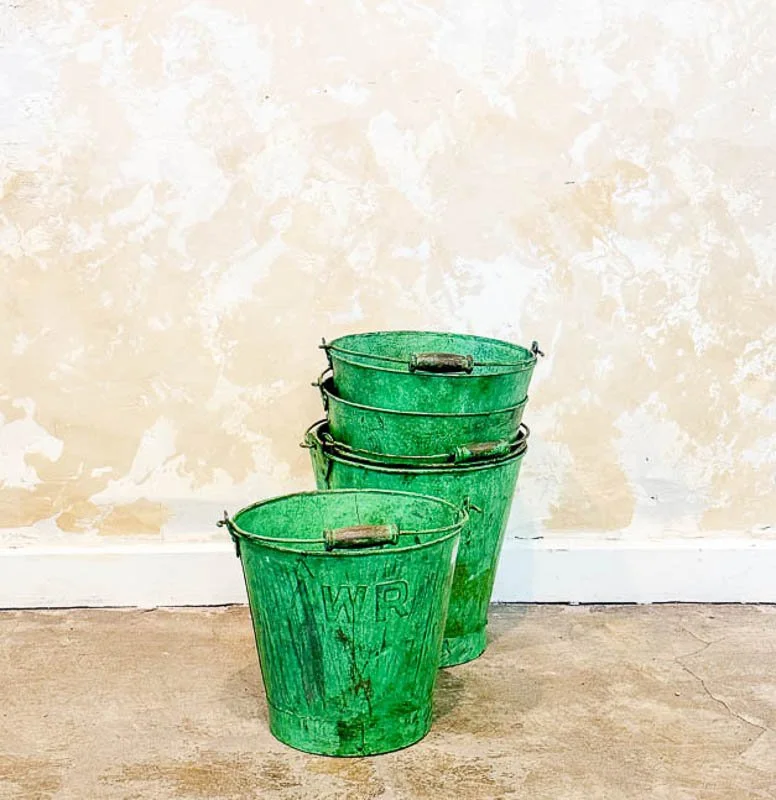 Vintage Green Metal Bucket