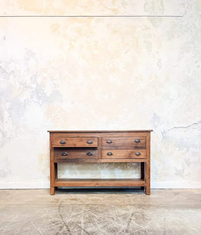 Wooden Vintage Console with Drawers