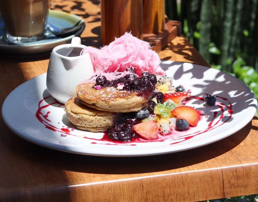Happy Pancake Day 💓 
Treat yourself to our light and fluffy flaxseed pancakes, topped with mixed berry compote, seasonal fruit, choc &amp; banana soil, side of maple syrup and of course some rose water fairy floss to finish it off! 
.
.
.
#pancakeda