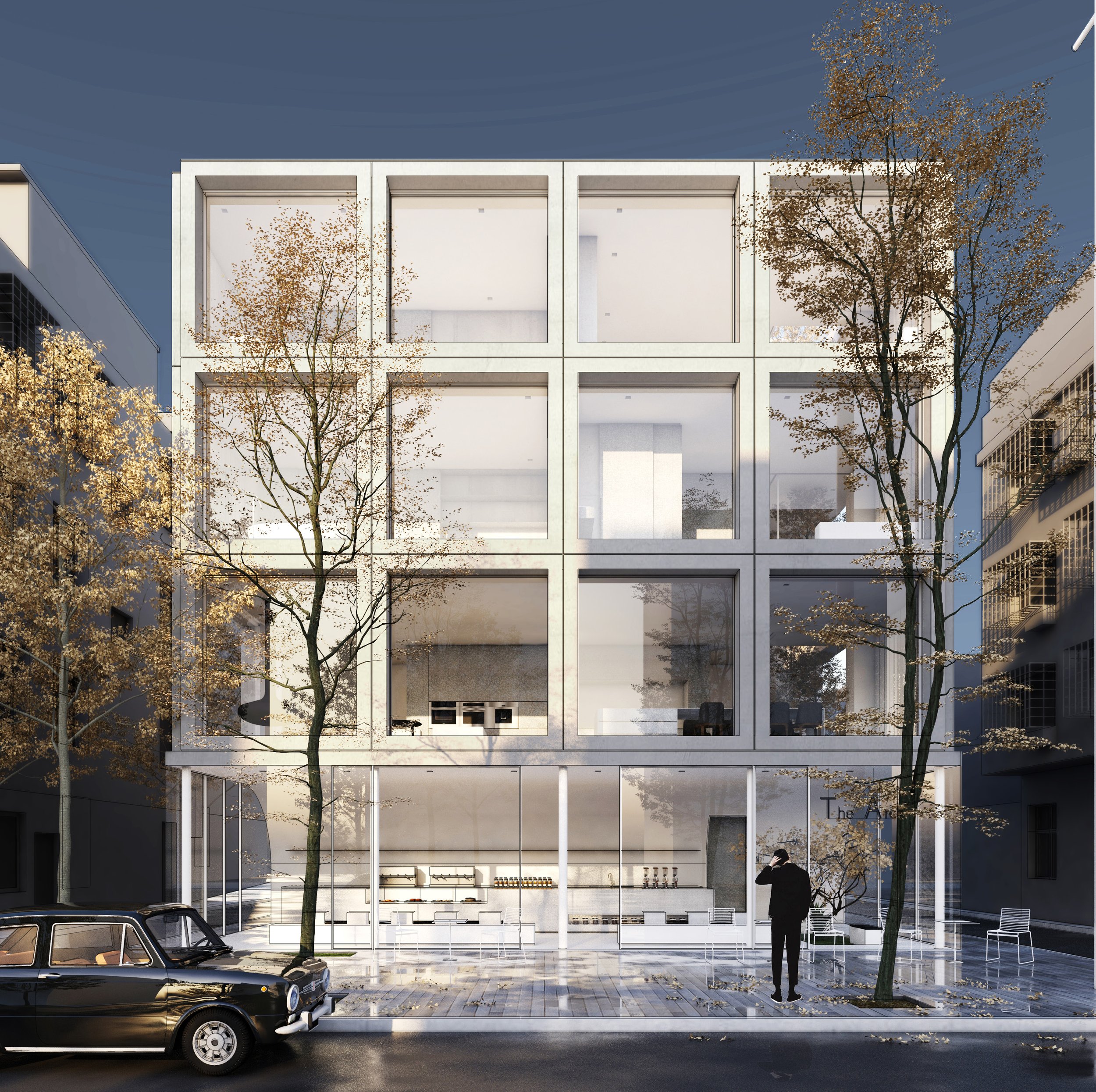 Within the city center of Tianmen, the project consisted in the demolition of an existing housing building to create a café one the ground floor and an apartment on the upper three floors. The idea was to create an arched concrete structure to al