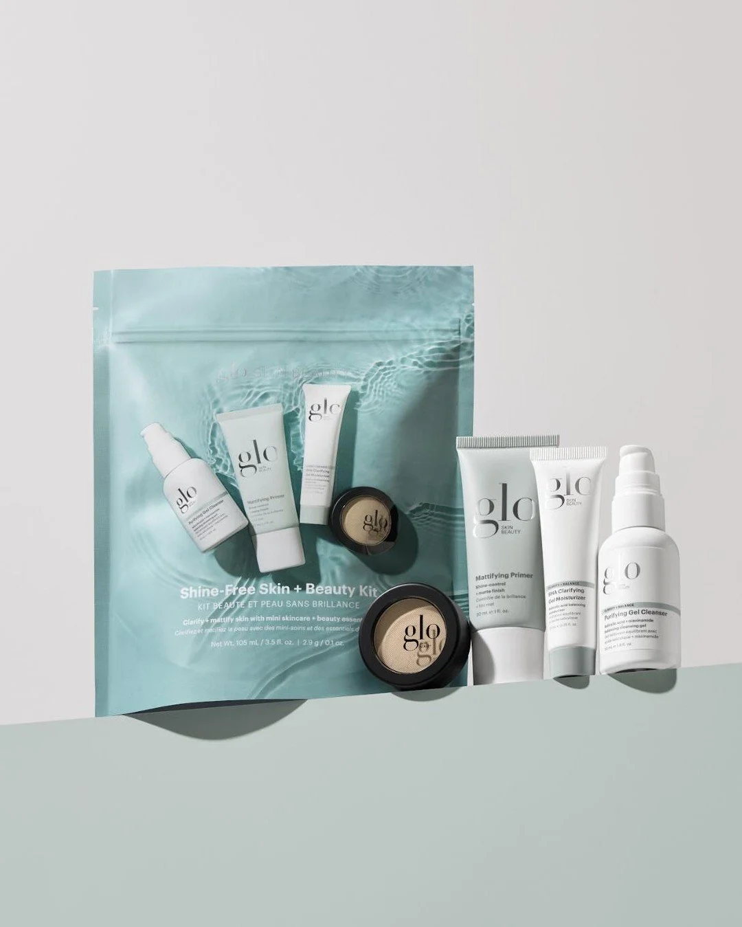 Clear skin. Zero shine. Smooth finish. Meet the 4-piece Shine-Free Skin + Beauty Kit that clarifies, controls your shine, and keeps your glow exactly where you want it. ✨

This kit includes:

🤍 Travel Size Purifying Gel Cleanser 
🤍 Travel Size BHA 