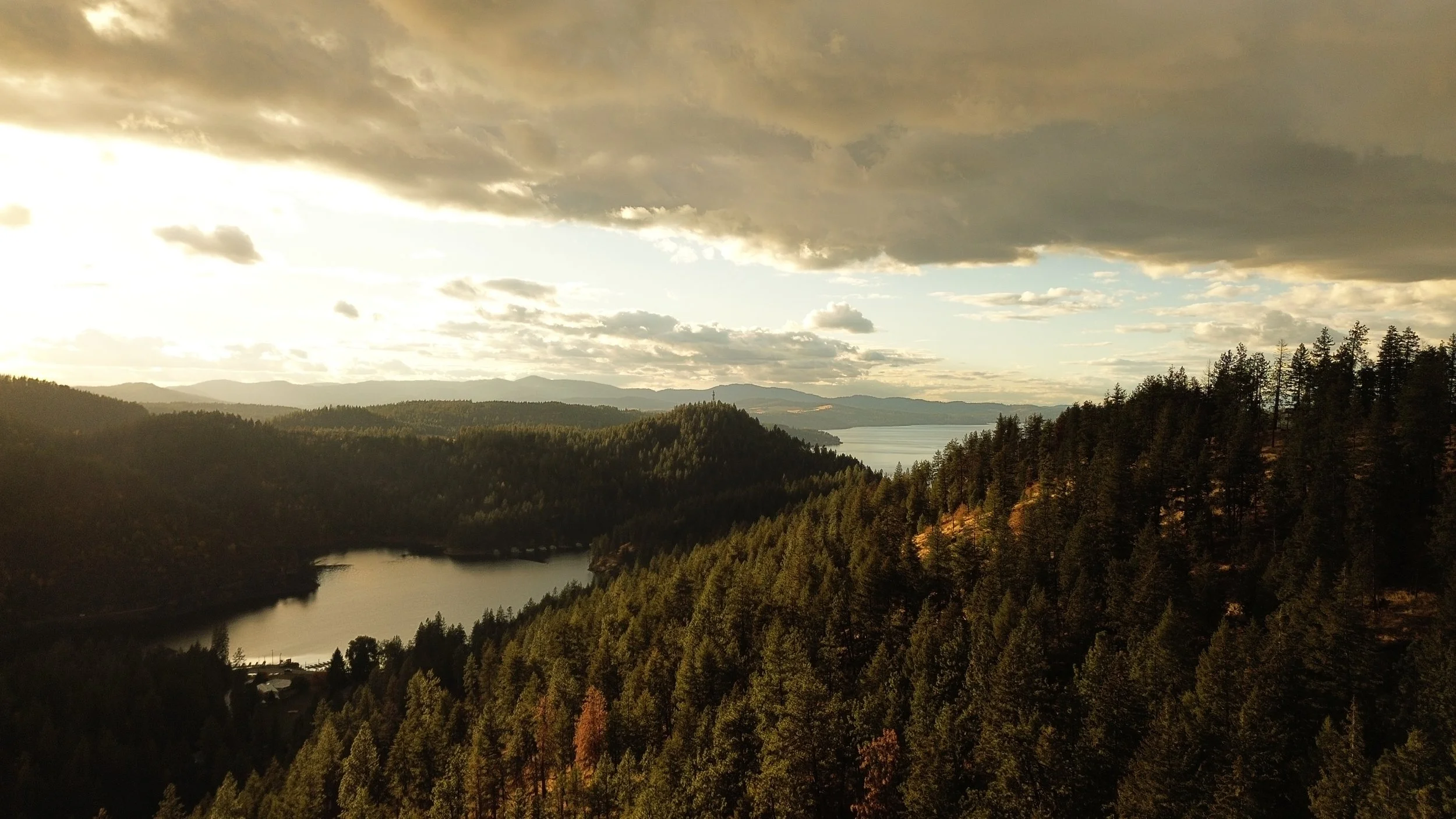 The top of Mineral Ridge, a popular CDA hiking trail, via drone shot