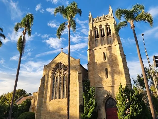 Golden Hour church, full-body