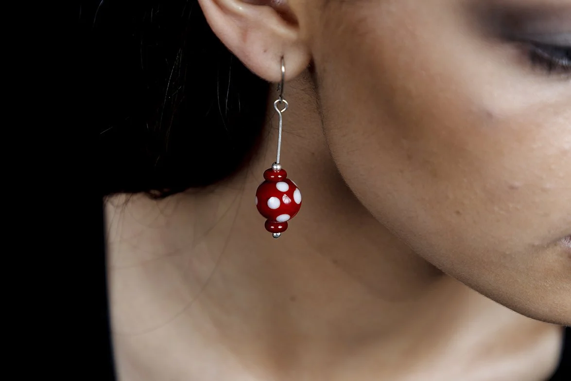 Hand made lampwork glass bead earrings by Katrina Newman Gold and Silversmith