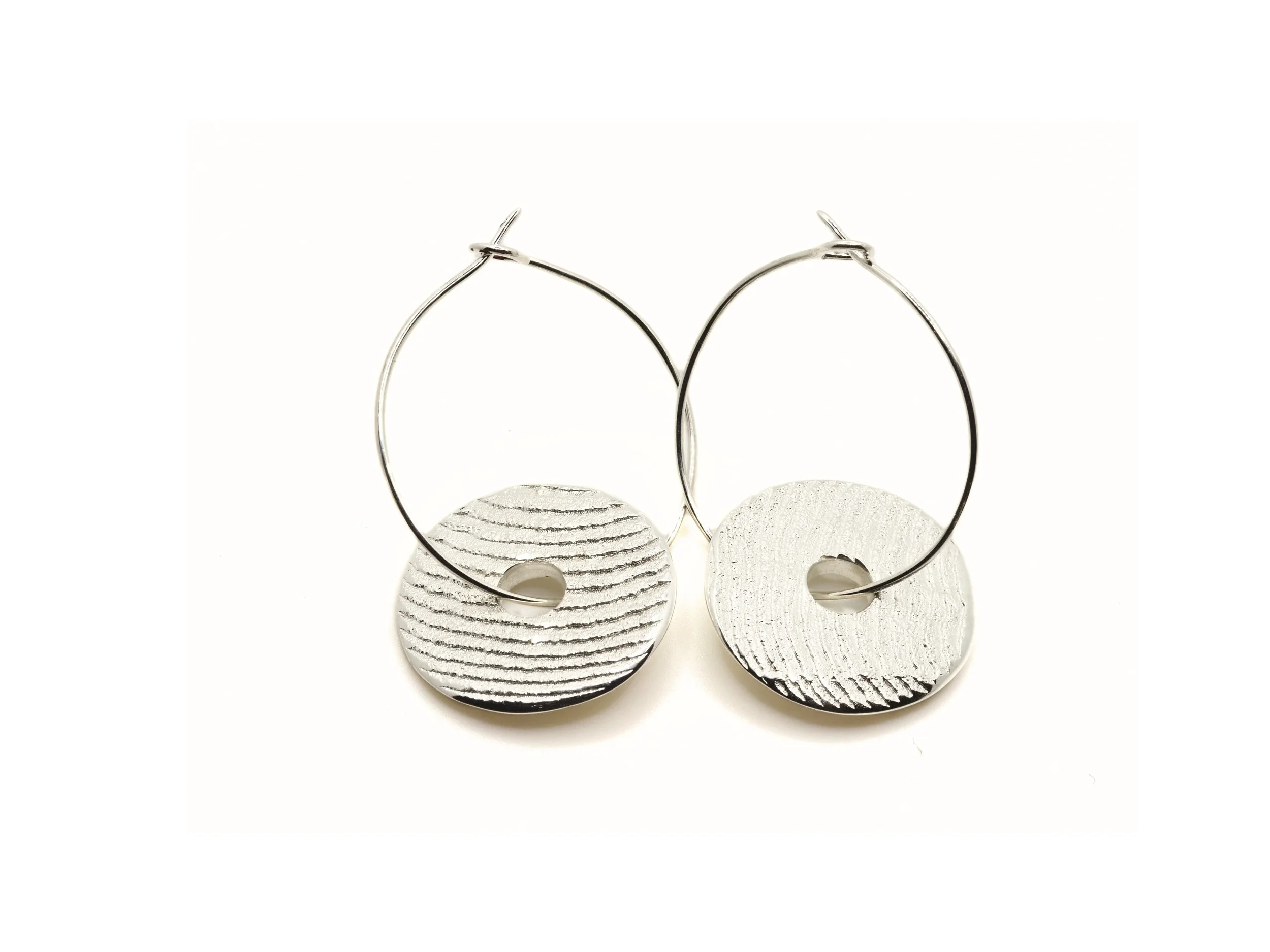 Circles of the Sea double sided sterling silver earrings