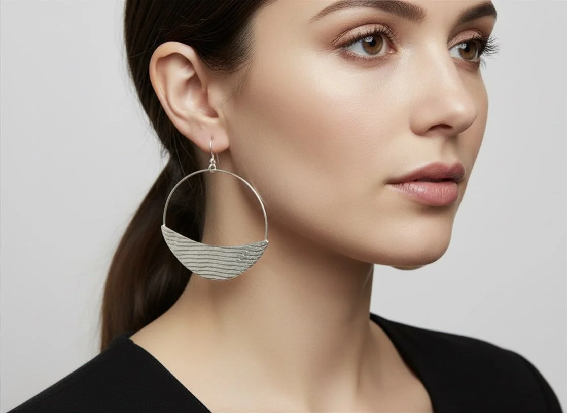 Crescent Moon sterling silver earrings