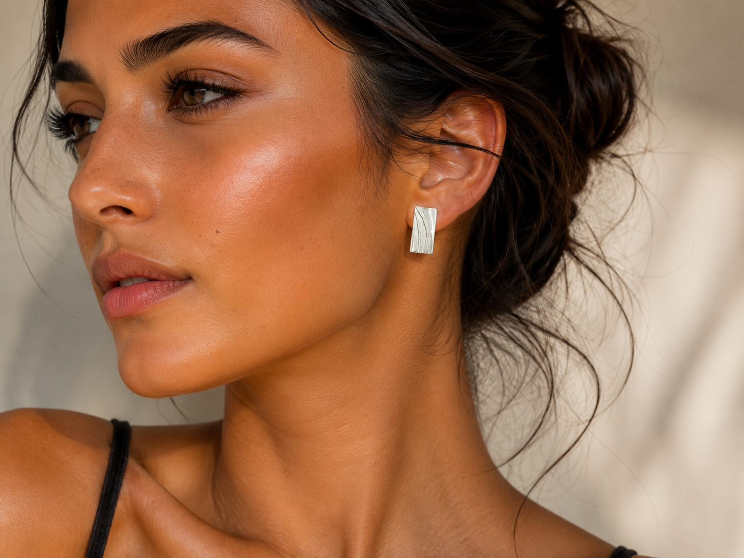 Sand and surf sterling silver rectanglular earrings