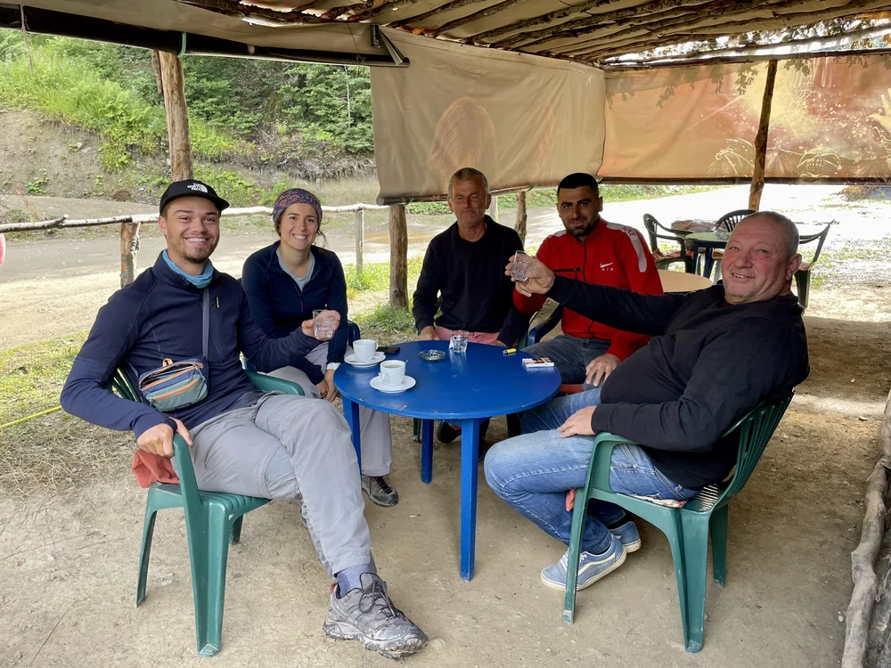 Raki stop while hitchhiking to Bori's Pass