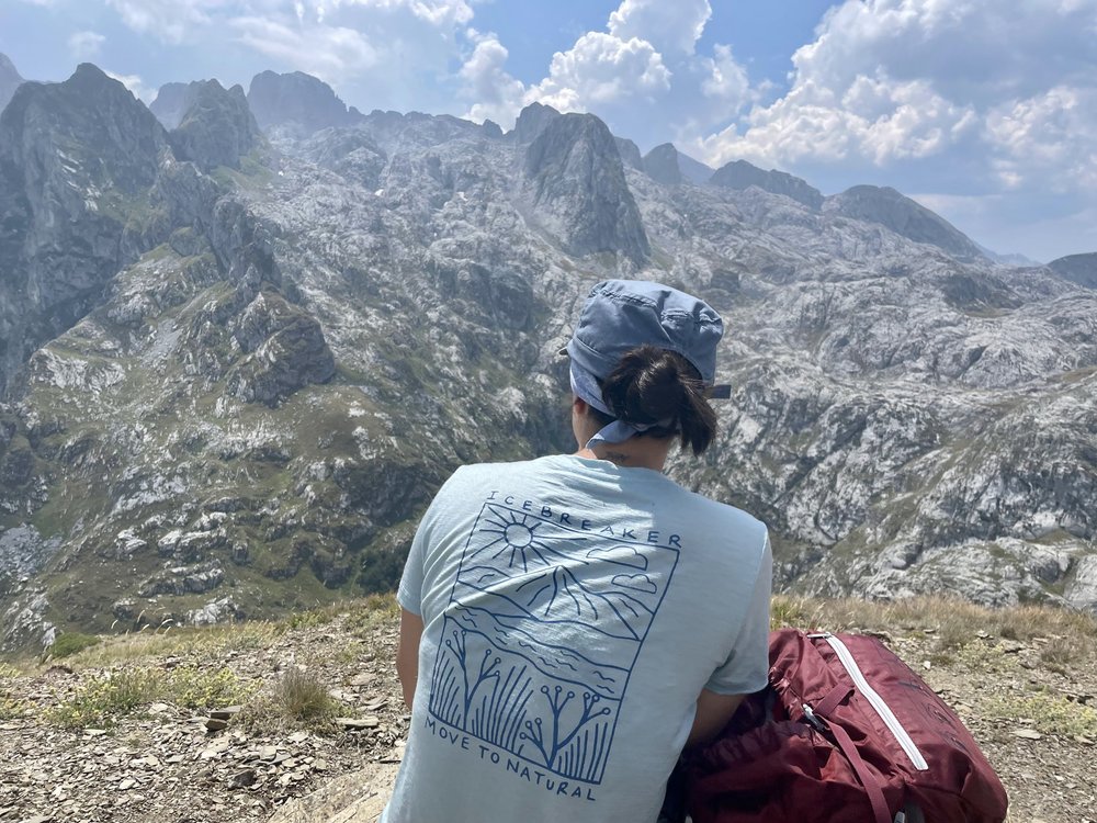 Taljanka pass, looking over at rocky mountains of Albania