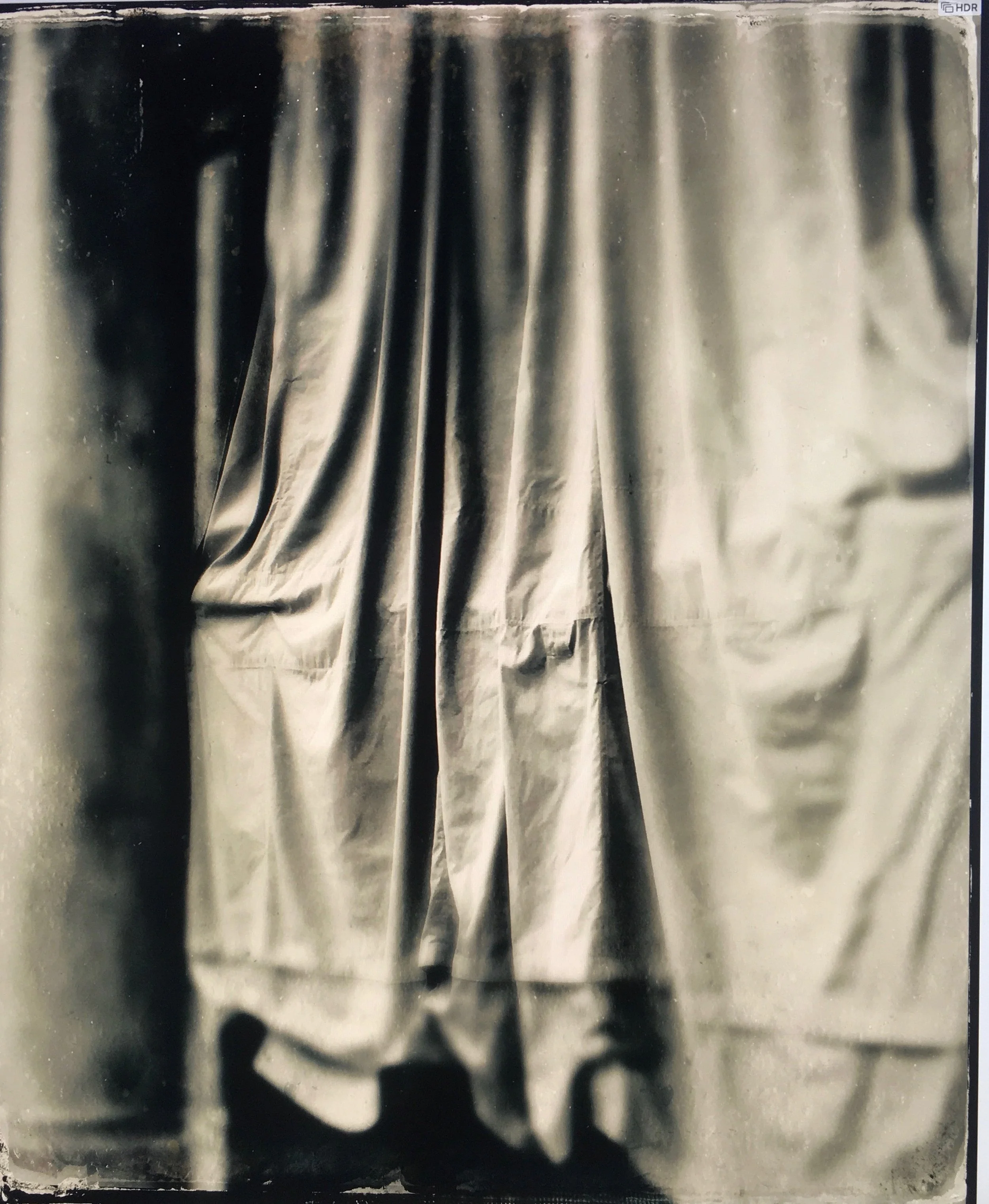 'The High Priestess '' - photograph  on vellum trace, 2018, Venice  -  'Folds ' at Tristan Hoare Gallery, Summer 2021