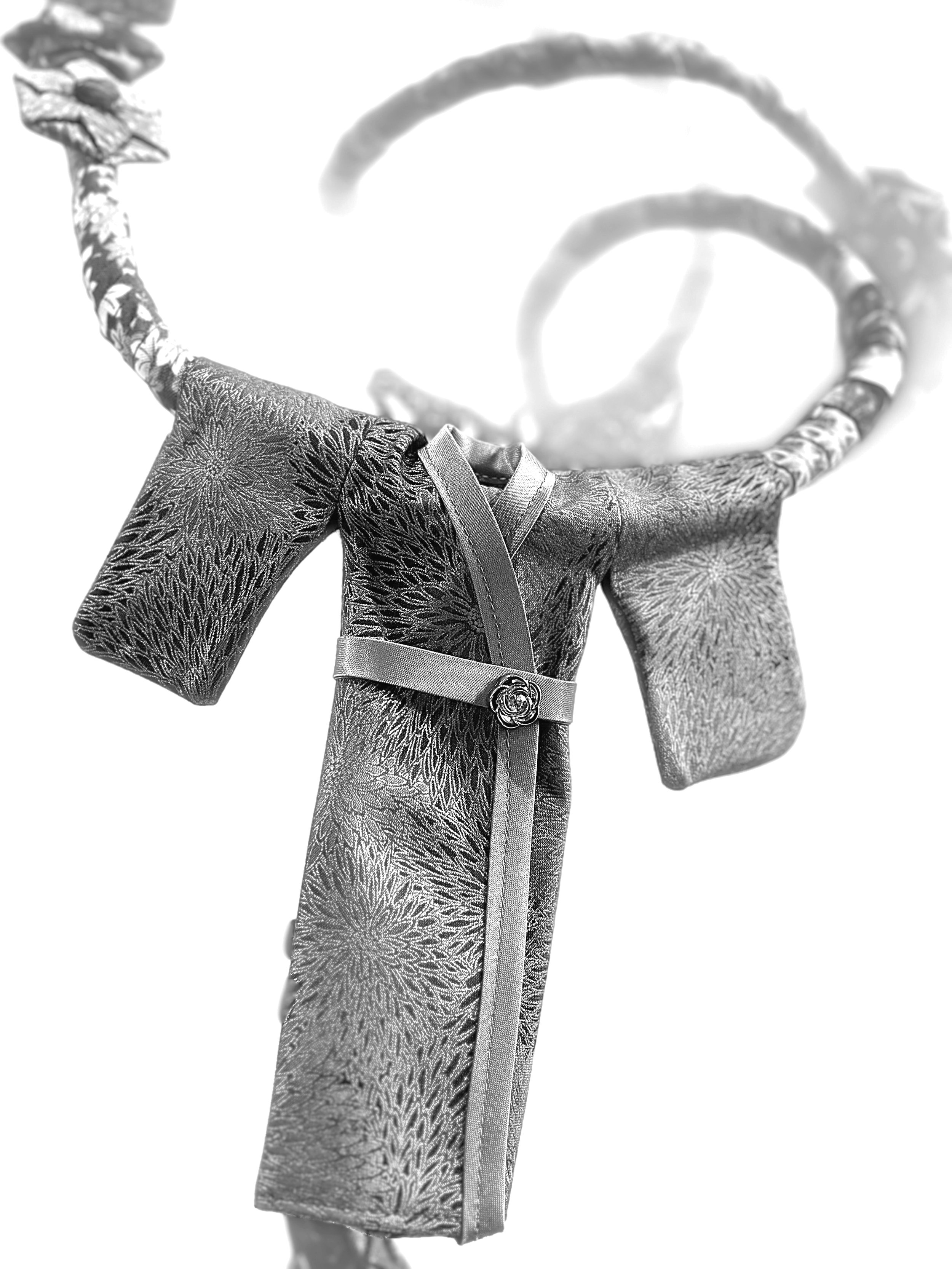 Japanese Garden (Spring), textile sculpture in black and white.