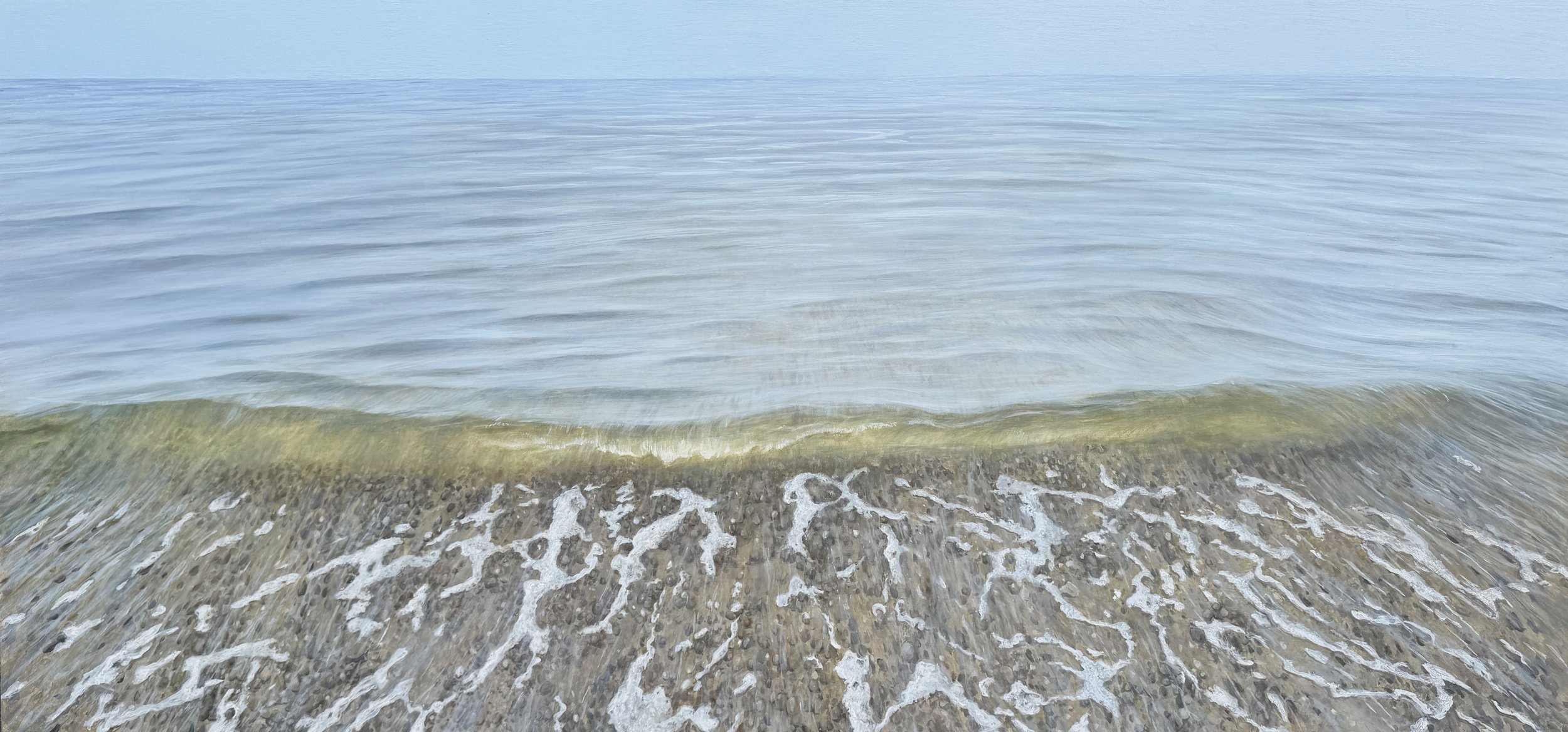 Early in the Day at Duck Harbor, oil on panel, 72"x34"