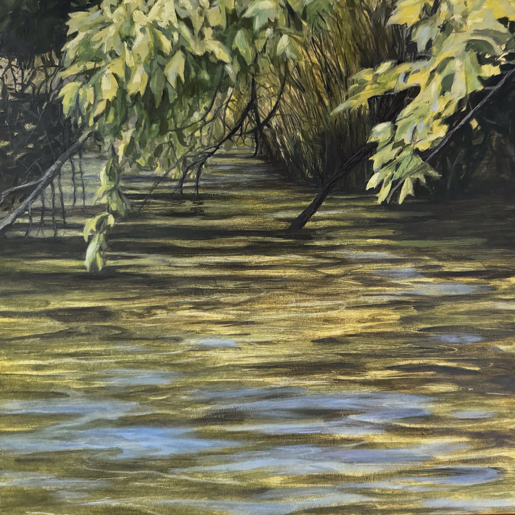 Greens and Golds, oil on panel, 12"x12"