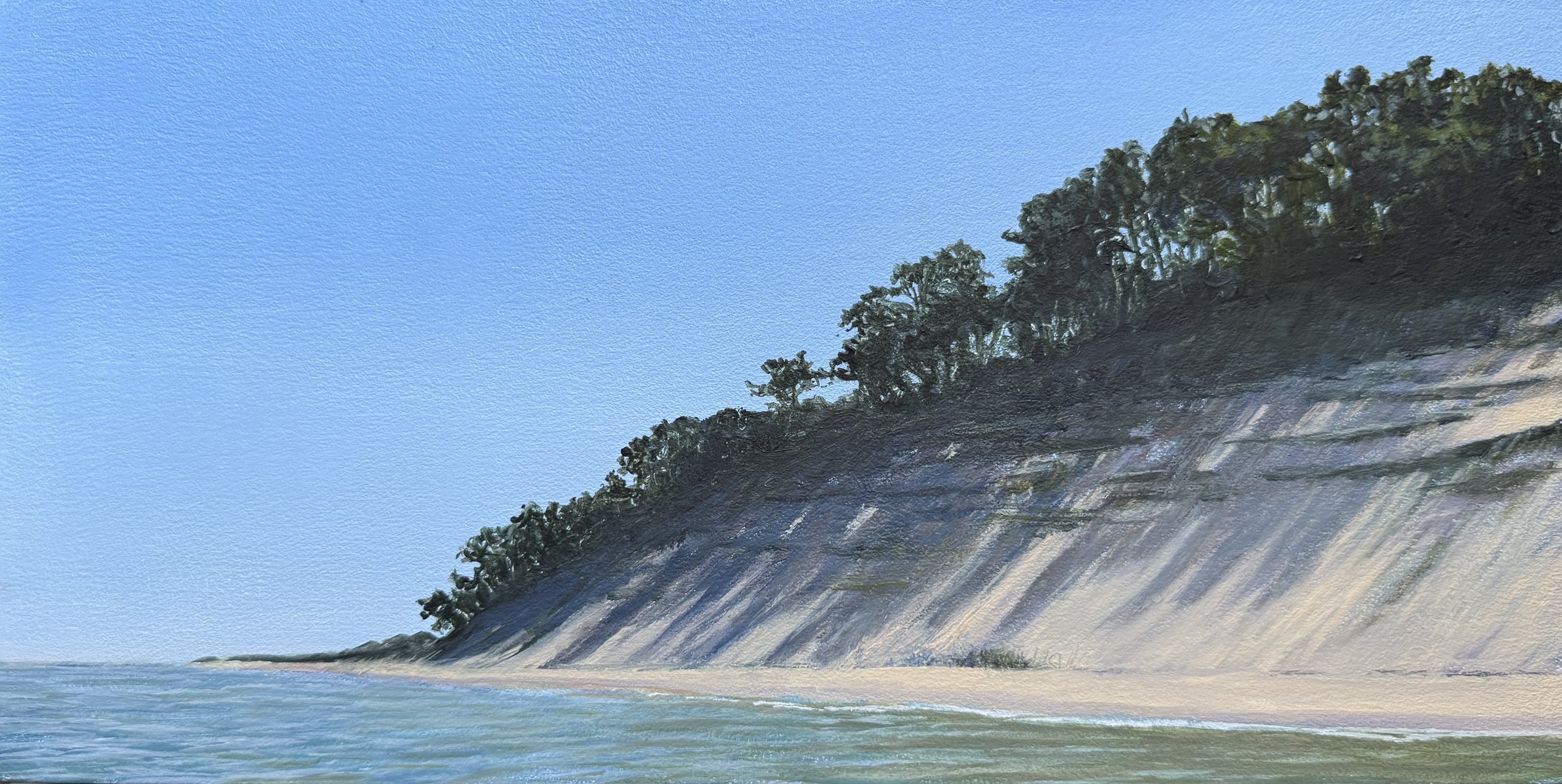 Great Island Sky Sea Shadow, oil on panel, 6"x12", $750