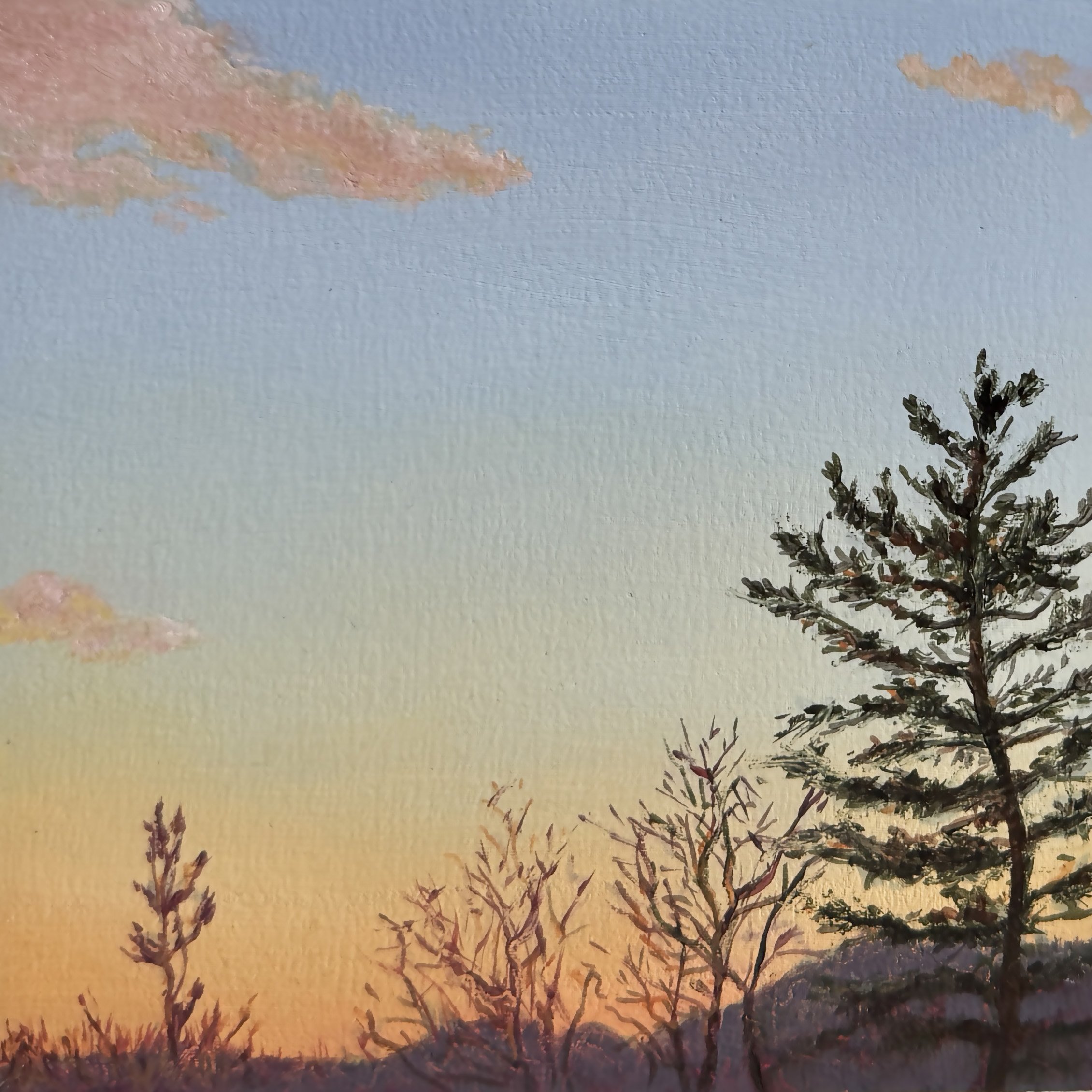 Duck Harbor Sky, oil on panel, 5"x5"